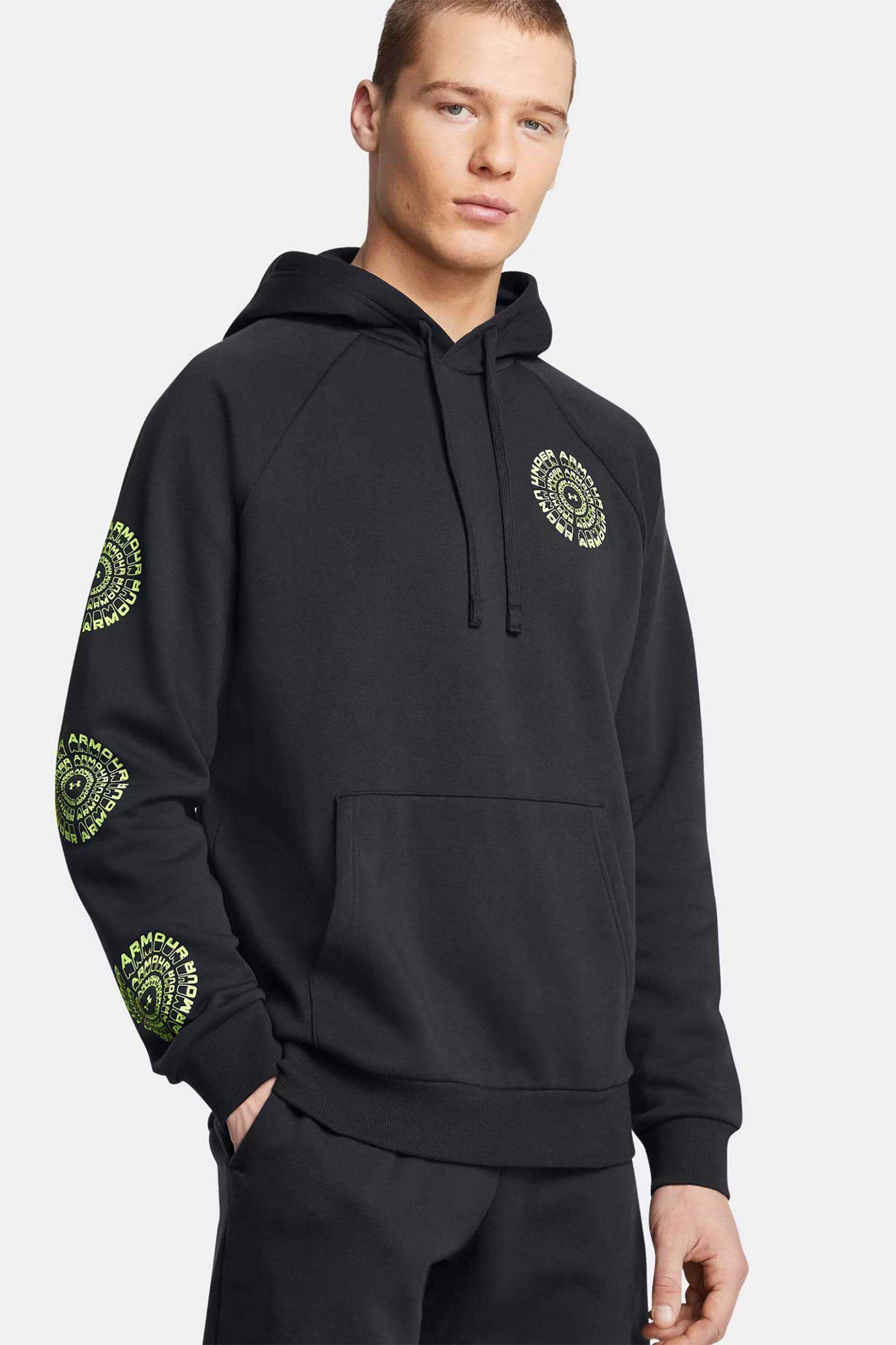 UNDER ARMOUR Under Armour ανδρική μπλούζα φούτερ με κουκούλα Loose Fit "Rival Fleece High Brand Read Logo" - 1386593 Μαύρο