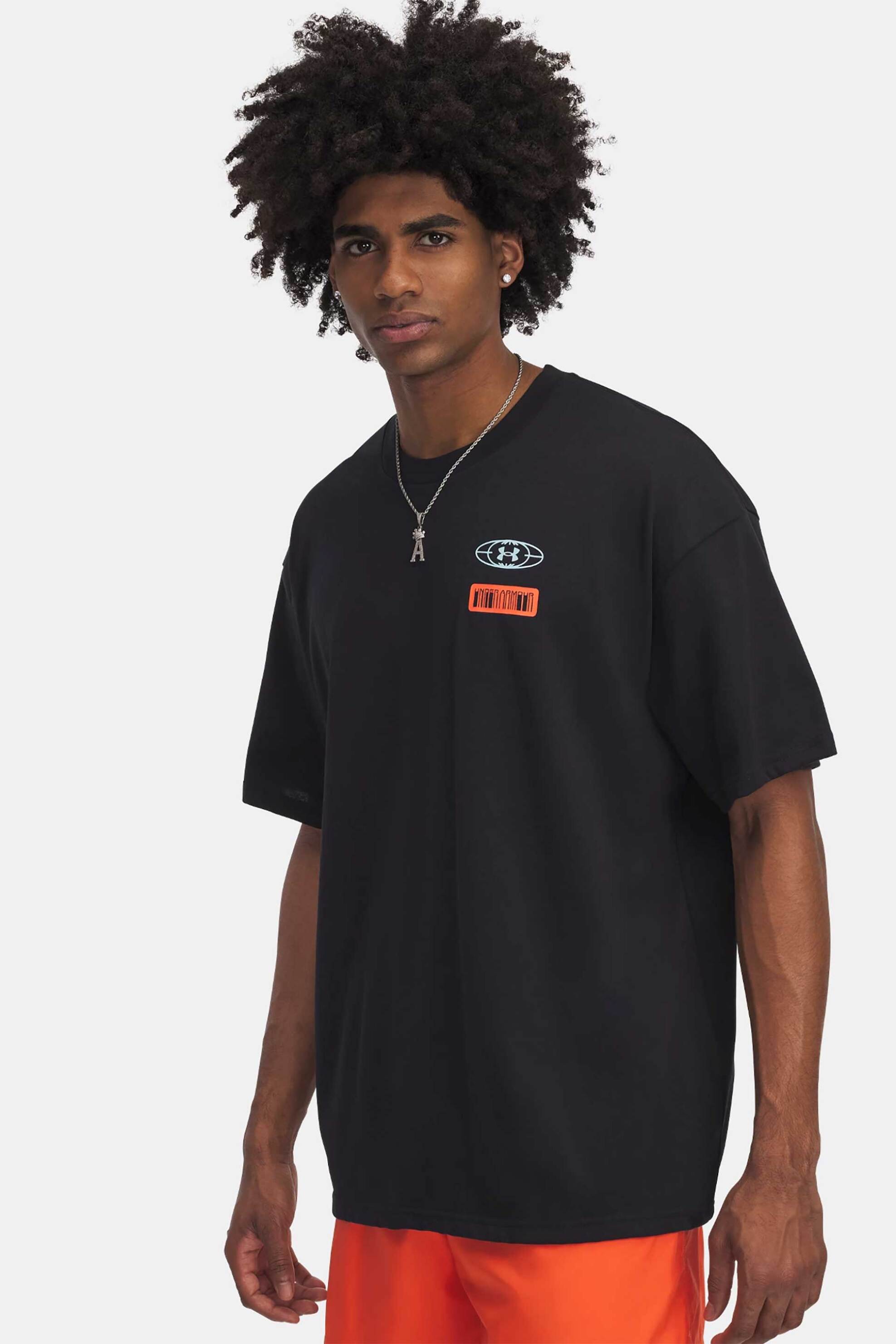 Under Armour ανδρικό T-shirt με logo print Loose Fit - 1390189 Μαύρο