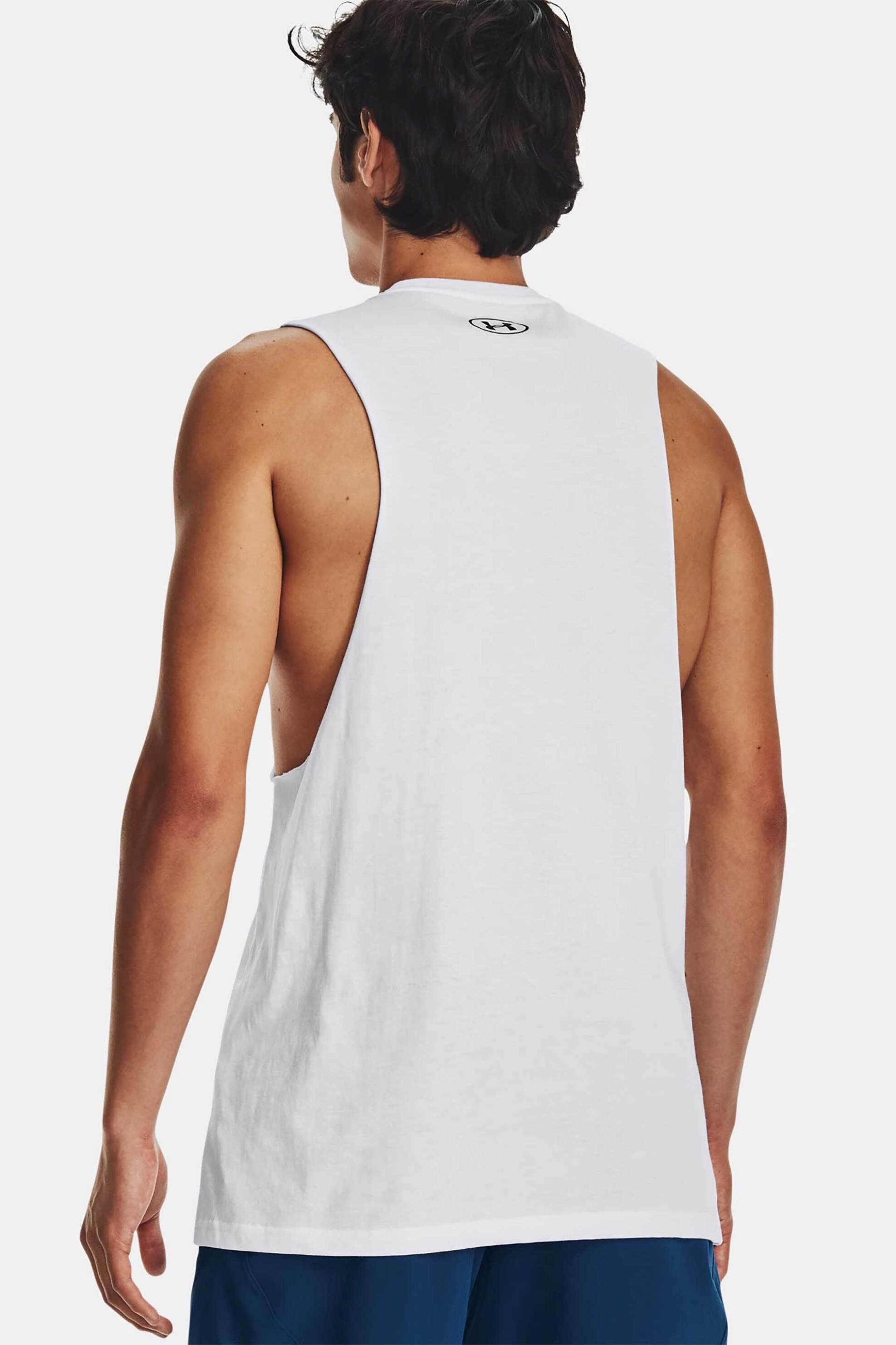 Under Armour Ανδρική Αμάνικη Μπλούζα με Λογότυπο Loose Fit Ua Left Chest Cut-Off - 1329286 Λευκό