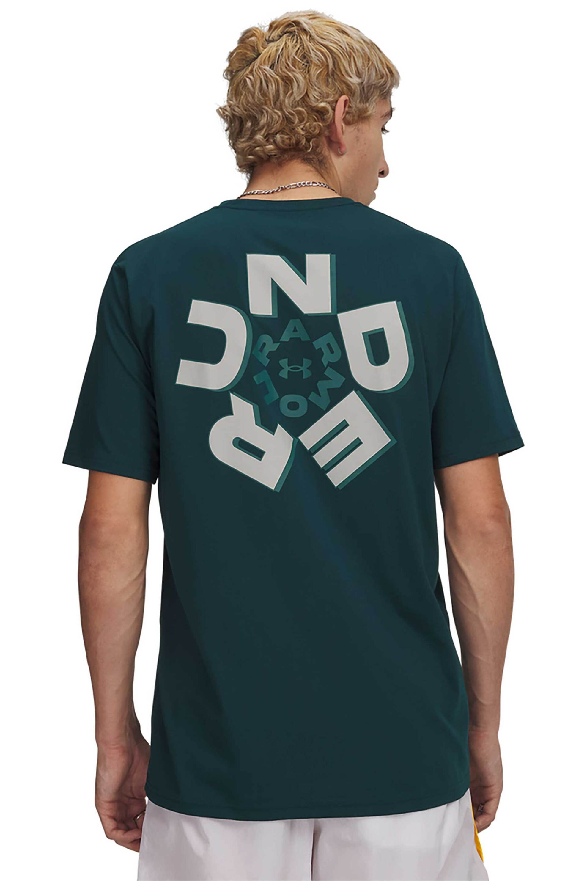 Under Armour Ανδρικό T-Shirt με Graphic Logo Loose Fit Ua Radial Workmark - 6009264 Πράσινο Σκούρο