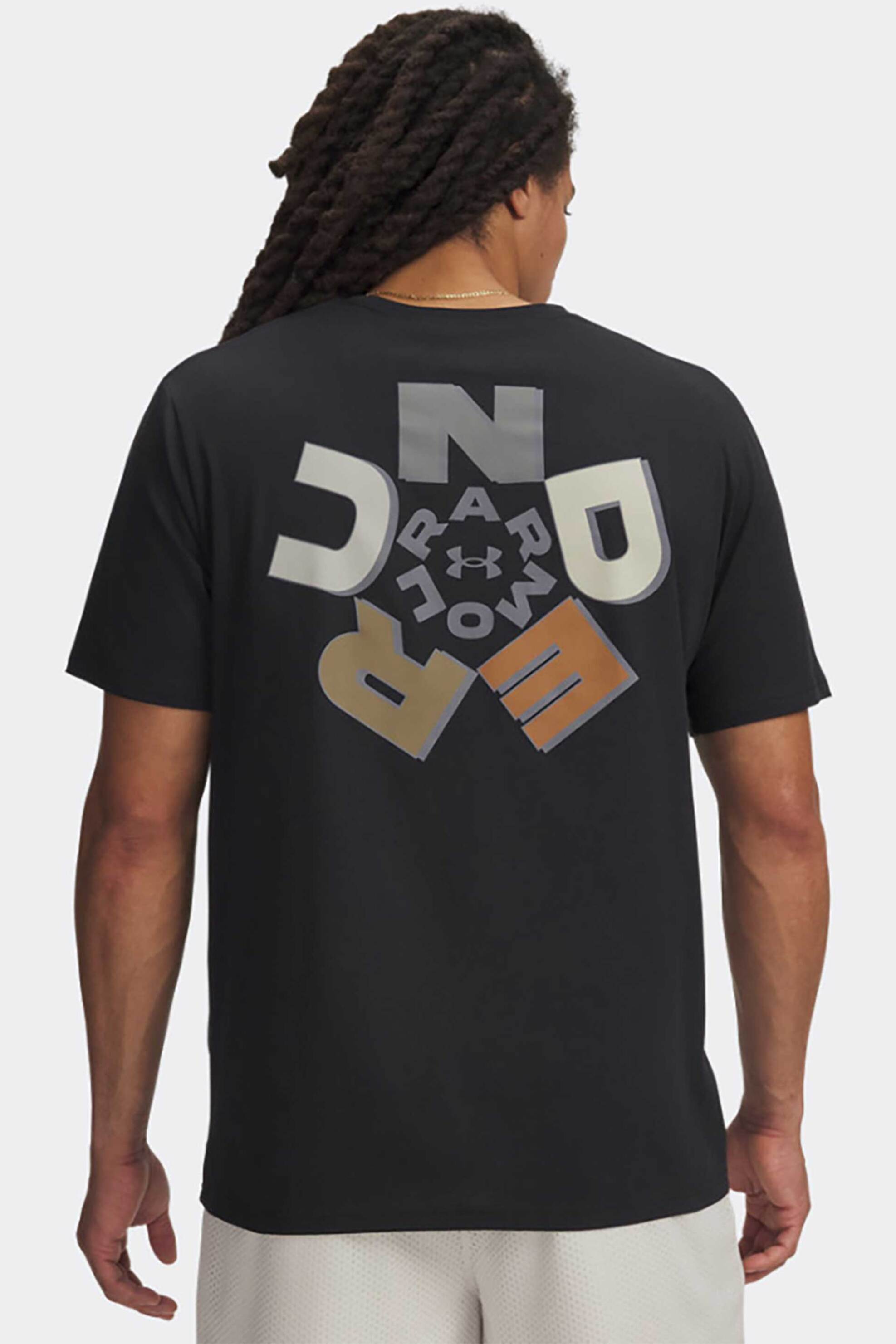 Under Armour Ανδρικό T-Shirt με Graphic Logo Loose Fit Ua Radial Workmark - 6009264 Μαύρο