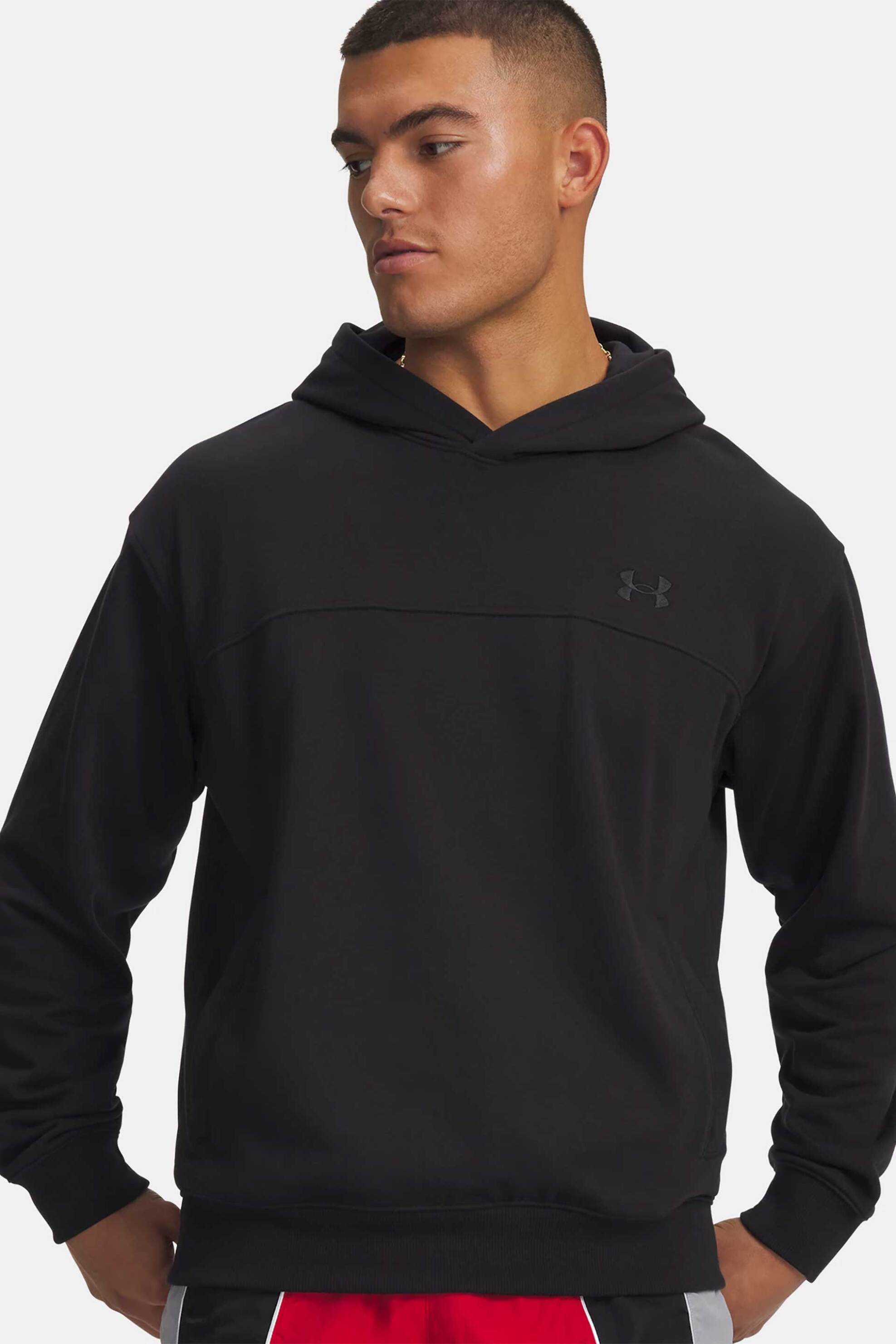 Under Armour ανδρική μπλούζα φούτερ με κουκούλα και κεντημένο λογότυπο Loose Fit "UA Rival Lightweight" - 6012335 Μαύρο