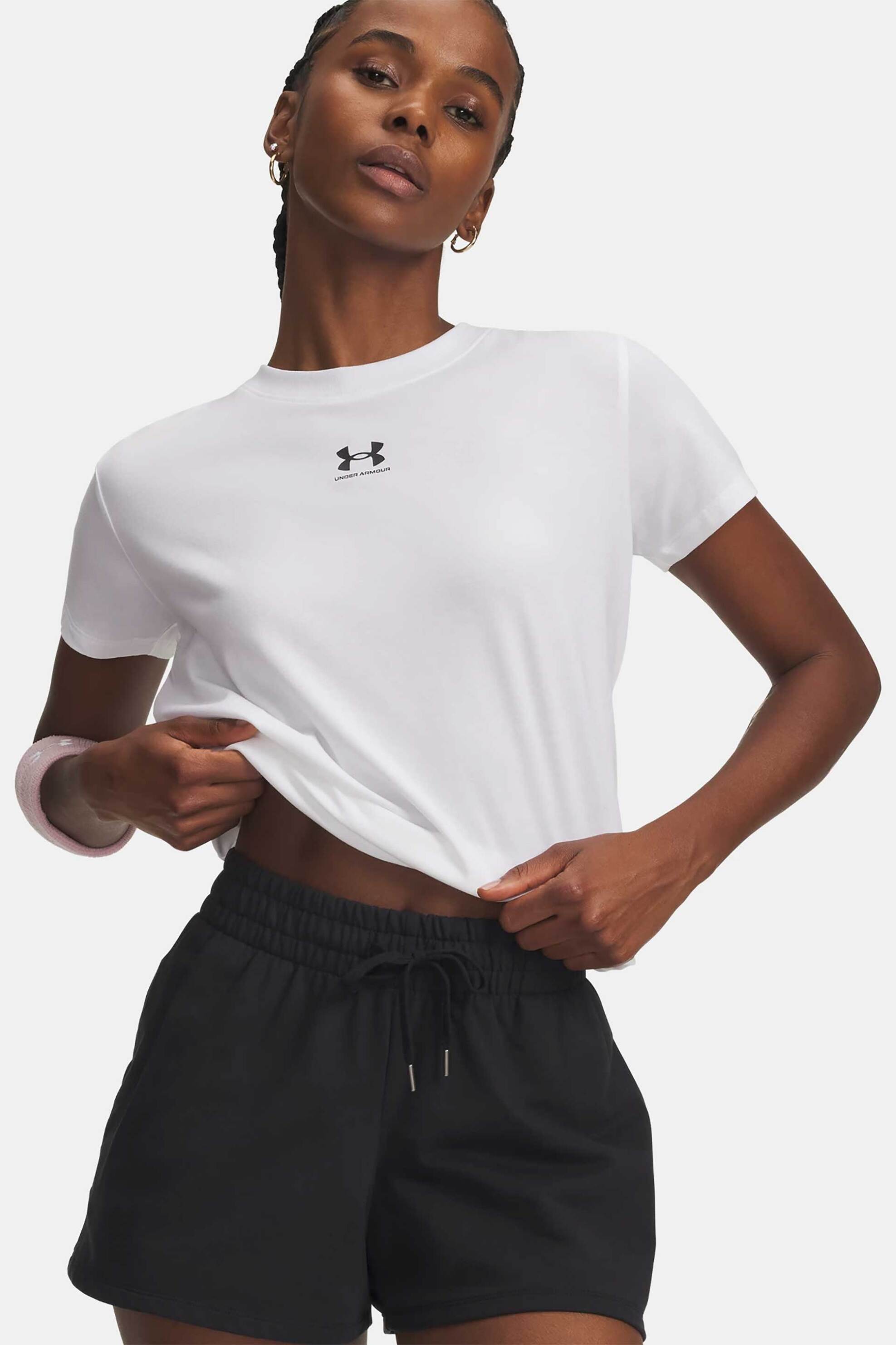 Under Armour γυναικείο T-shirt με λογότυπο Loose Fit "UA Rival Core" - 1383648 Λευκό