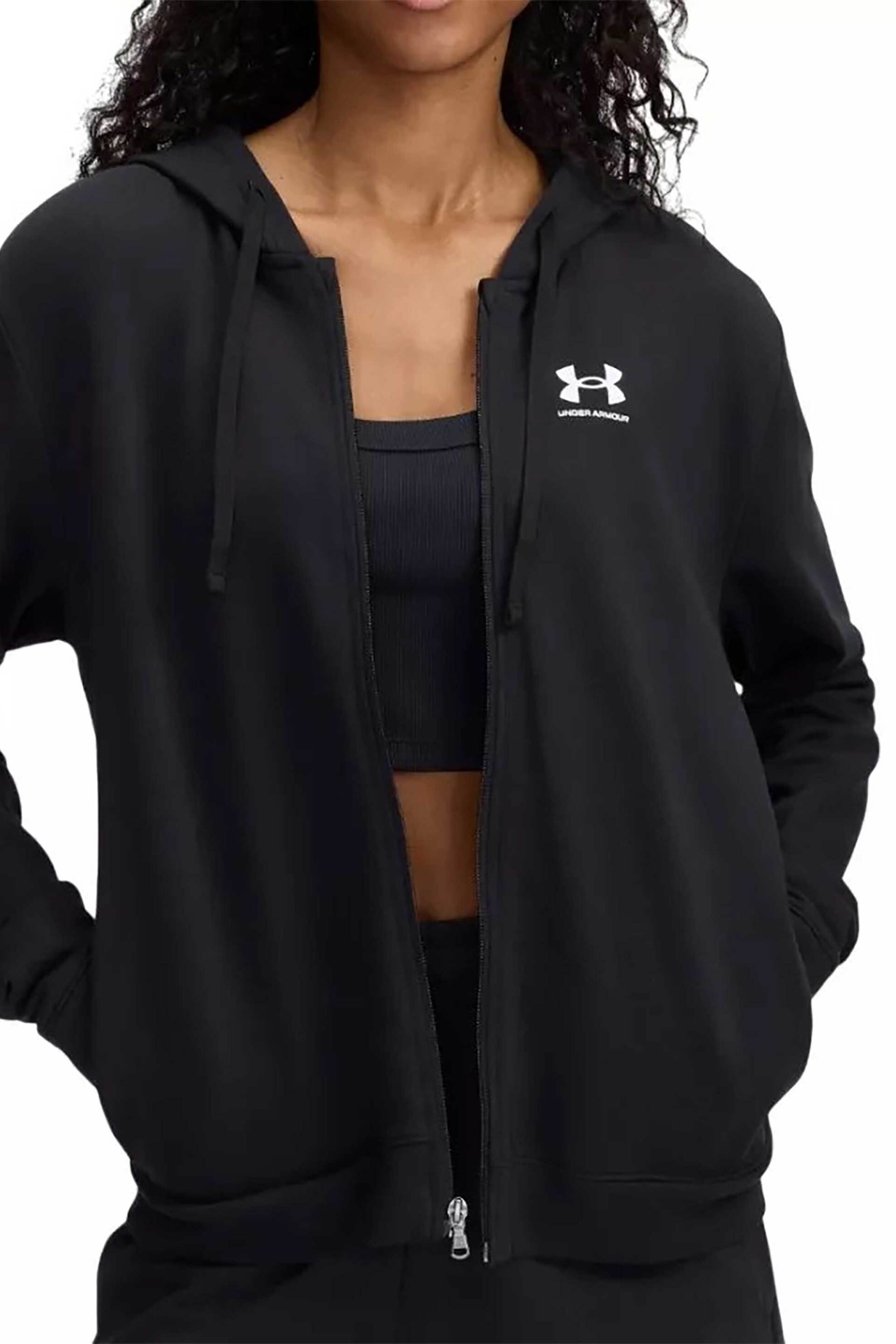  Under Armour γυναικεία ζακέτα φούτερ με κουκούλα Regular Fit - 6005509 Μαύρο 2025