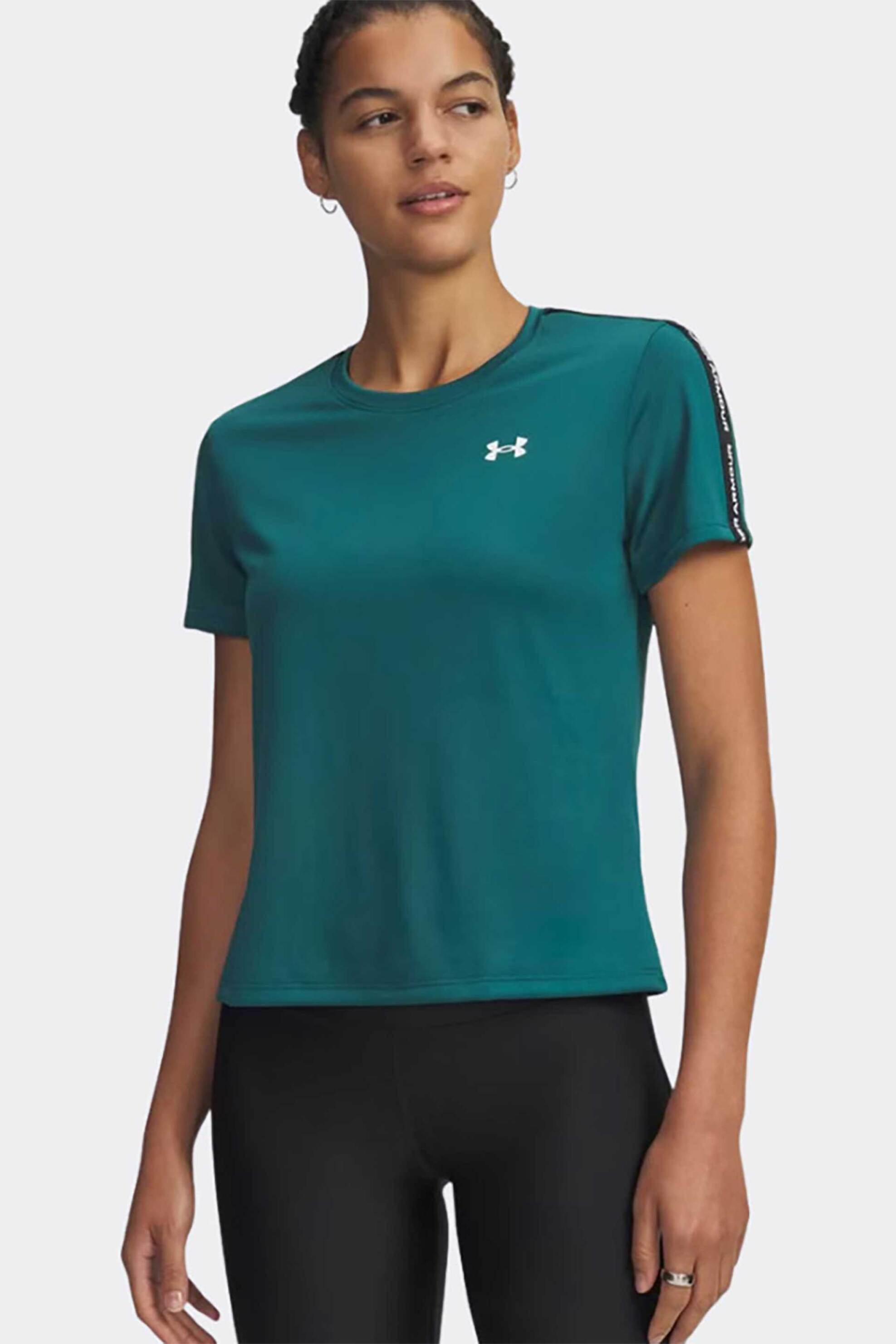 Under Armour γυναικείο T-shirt με logo tape Loose Fit "UA Tech Workmark Tape™" - 6003915 Πετρόλ