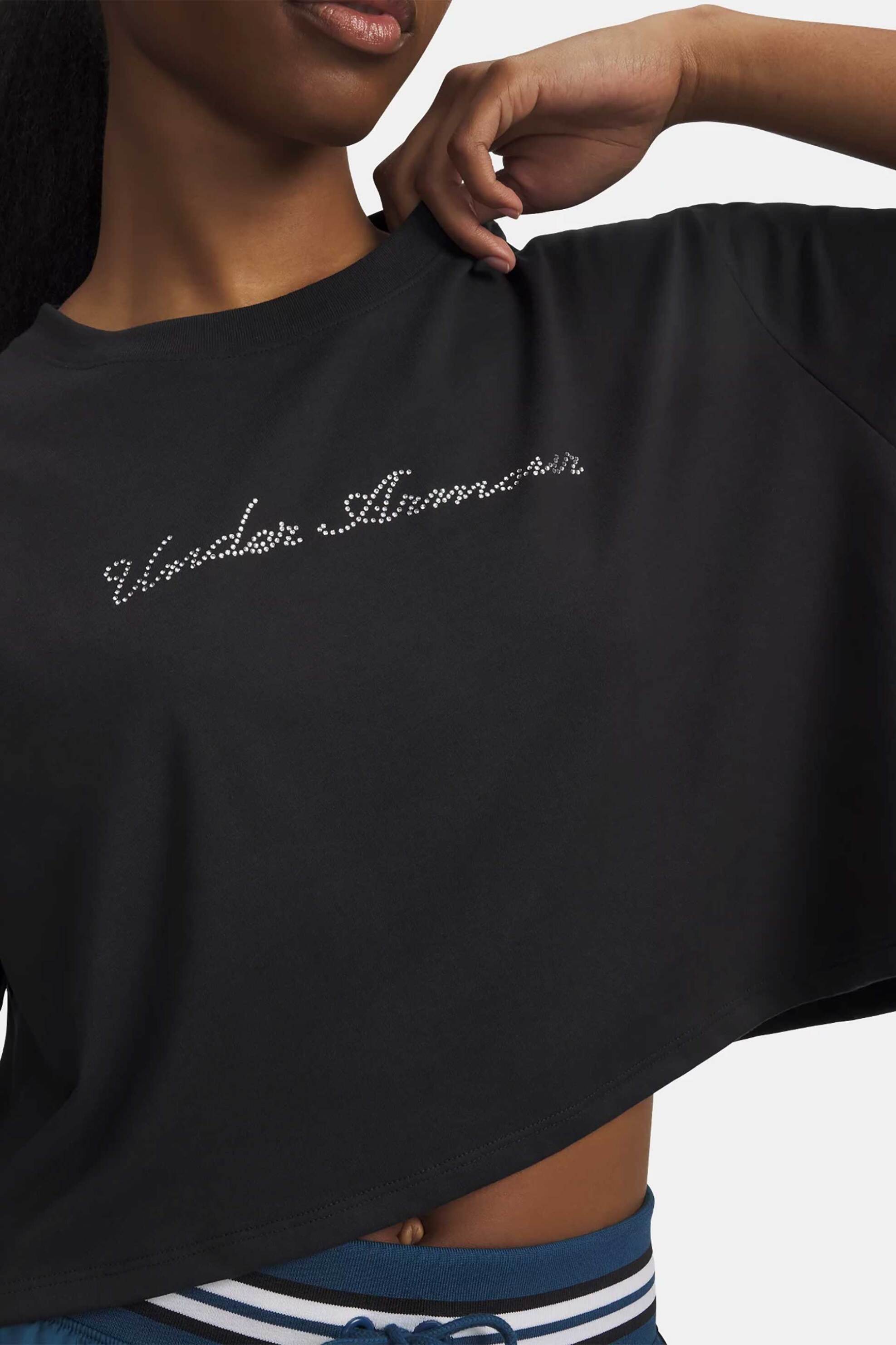 UNDER ARMOUR Under Armour γυναικείο T-shirt cropped με λογότυπο Loose Fit "UA Wordmark" - 6010588 Μαύρο - 2
