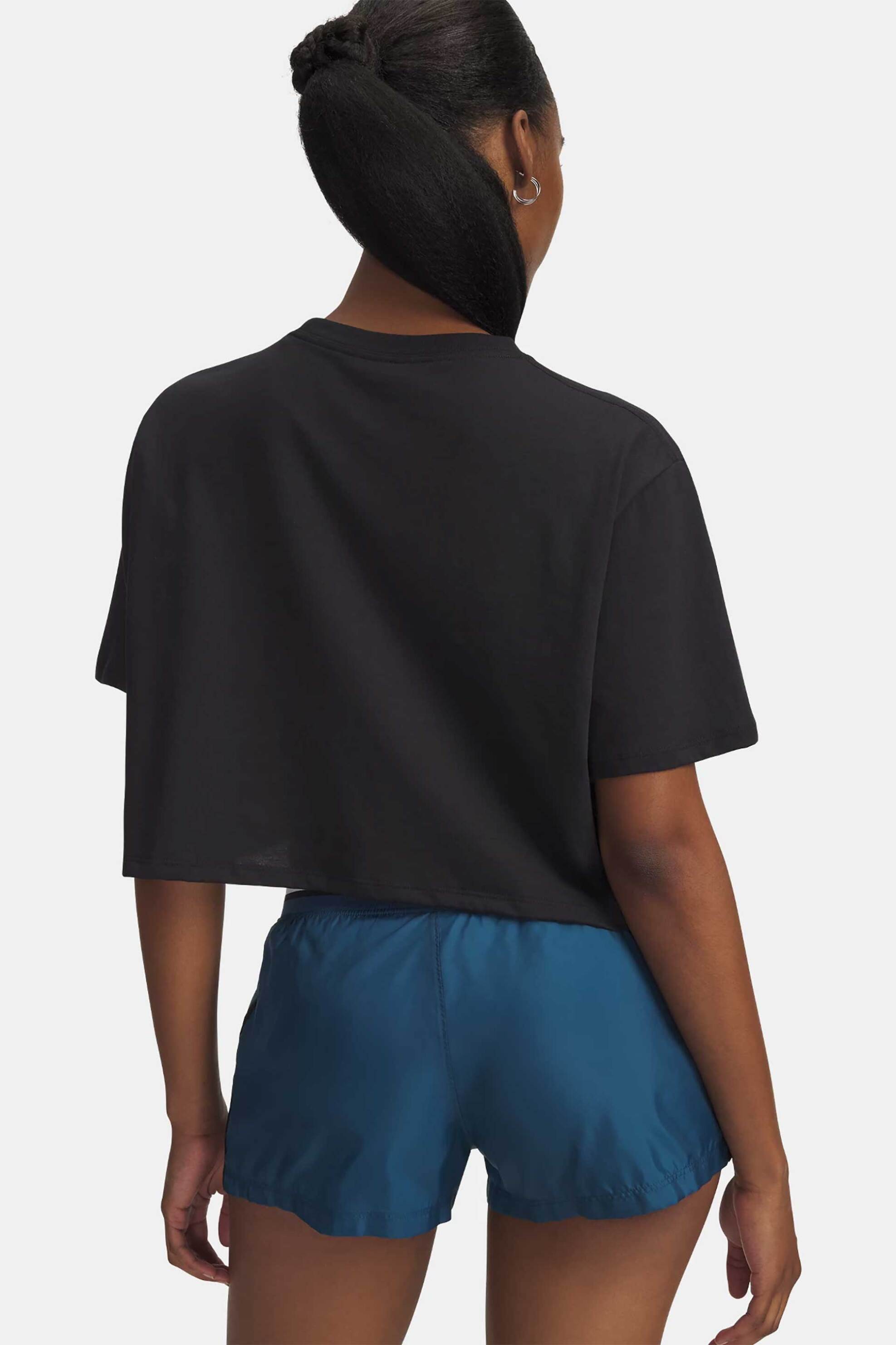 Under Armour Γυναικείο T-Shirt Cropped με Λογότυπο Loose Fit Ua Wordmark - 6010588 Μαύρο