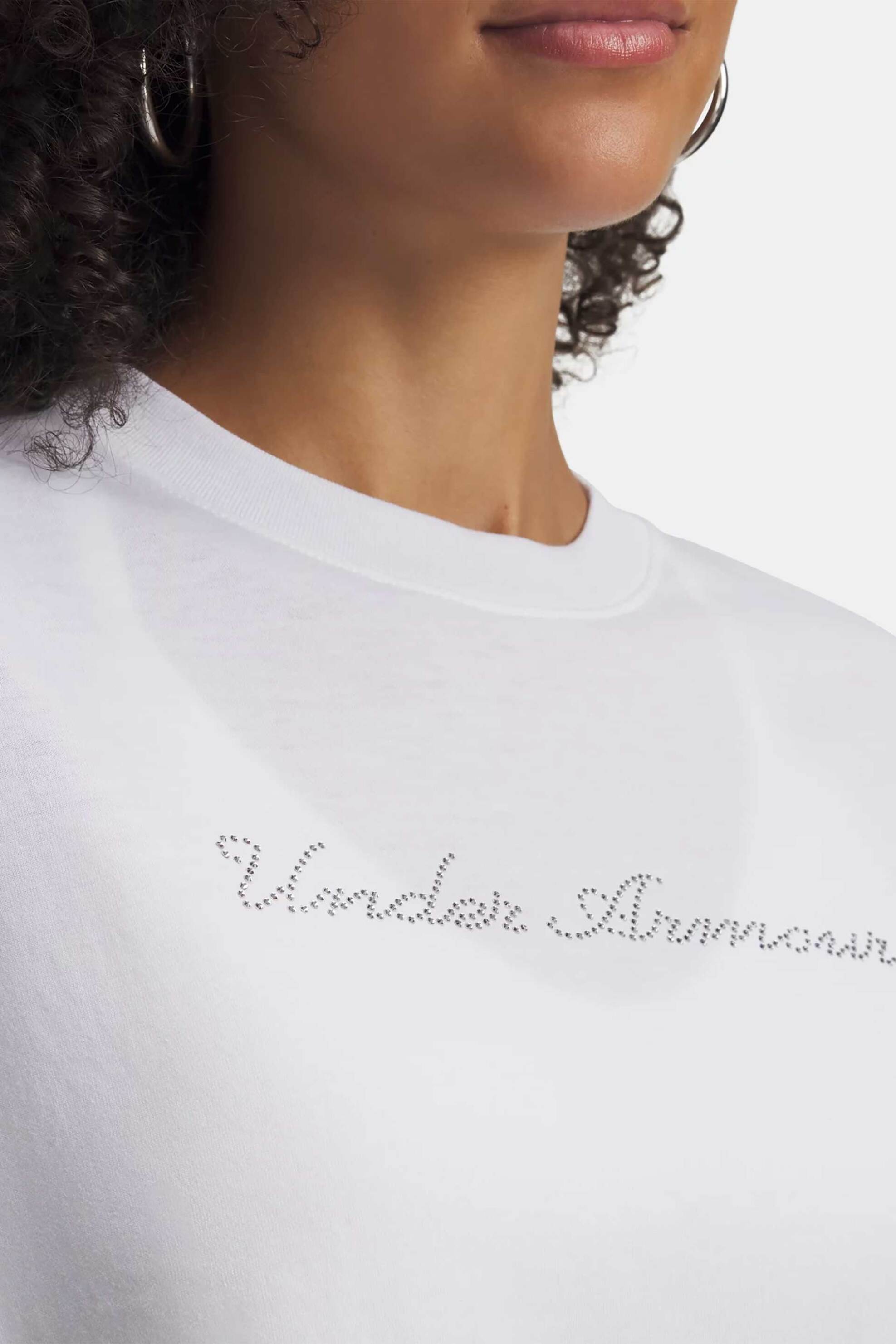 UNDER ARMOUR Under Armour γυναικείο T-shirt cropped με λογότυπο Loose Fit "UA Wordmark" - 6010588 Λευκό - 2