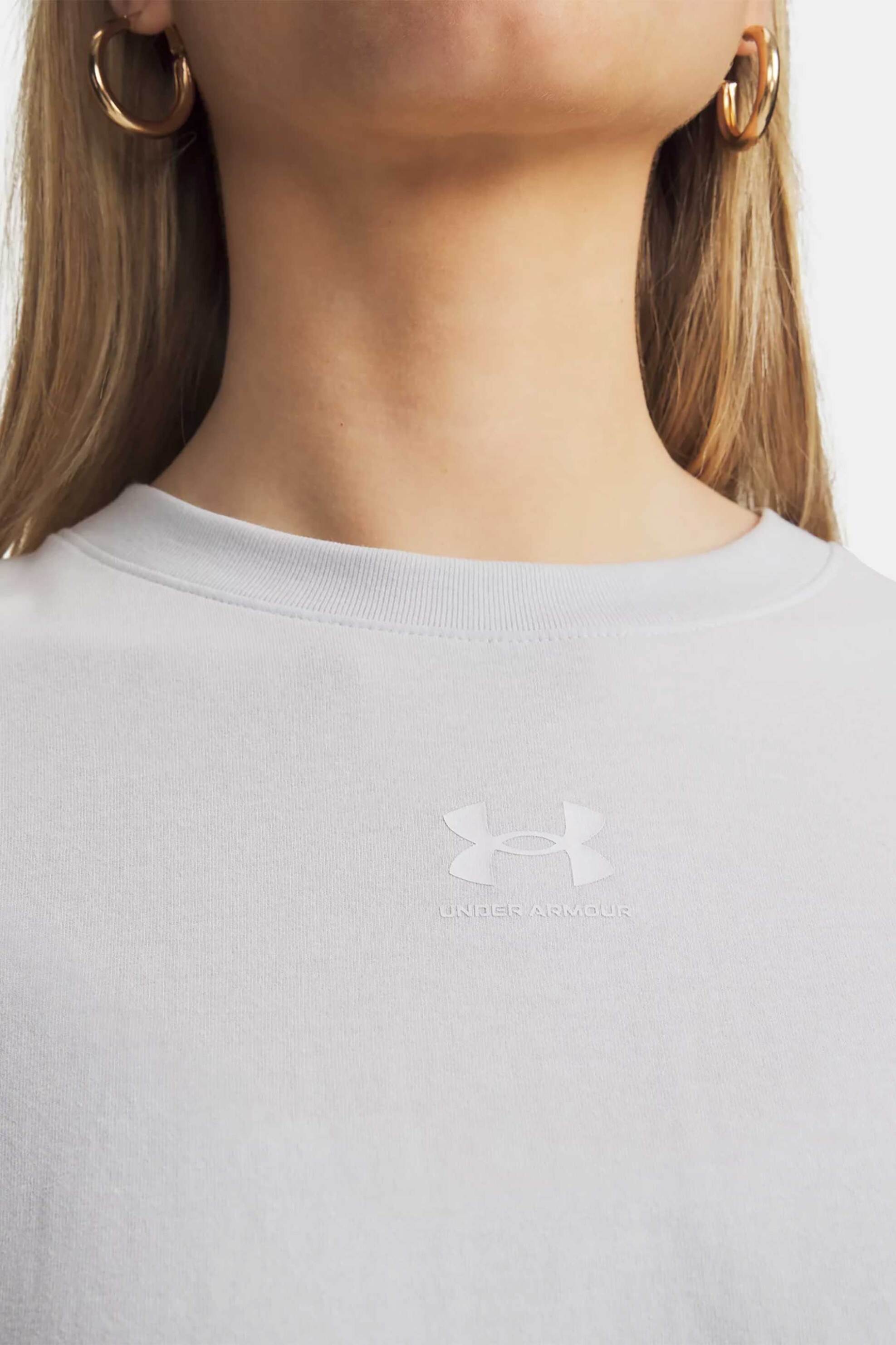 UNDER ARMOUR Under Armour γυναικείο T-shirt cropped με λογότυπο Loose Fit "UA Rival Boxy" - 6011064 Γκρι Ανοιχτό - 2