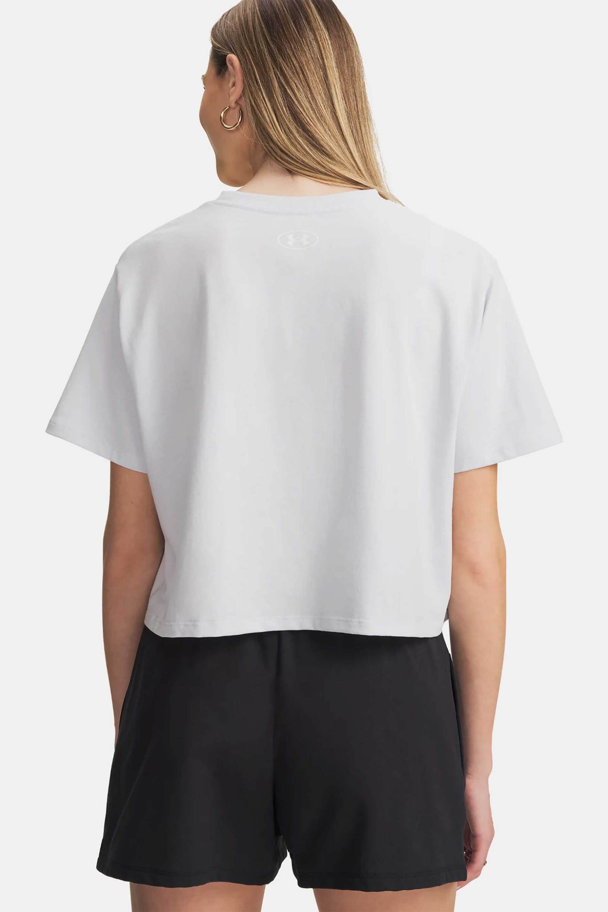 Under Armour Γυναικείο T-Shirt Cropped με Λογότυπο Loose Fit Ua Rival Boxy - 6011064 Γκρι Ανοιχτό