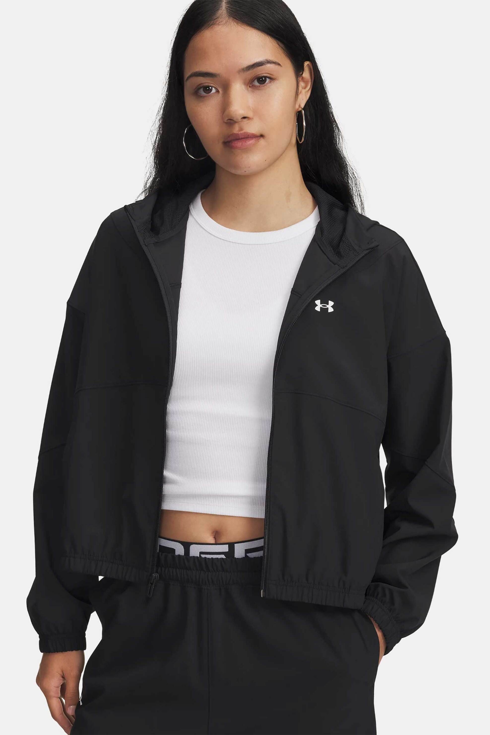 Under Armour γυναικείο jacket με κουκούλα και λογότυπο Loose Fit "UA Rival Woven" - 6004849 Μαύρο