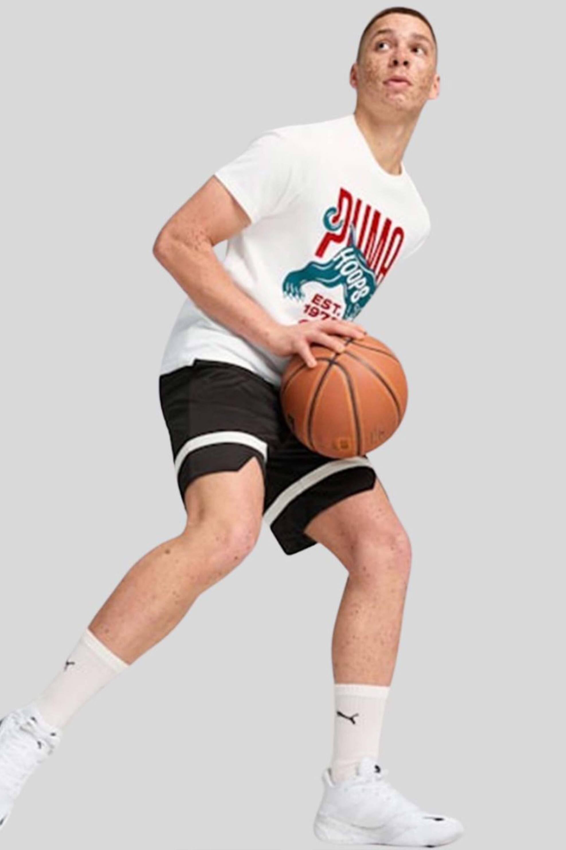 Puma ανδρικό T-shirt με graphic print Regular Fit "Winning Shot" - 682312 Λευκό