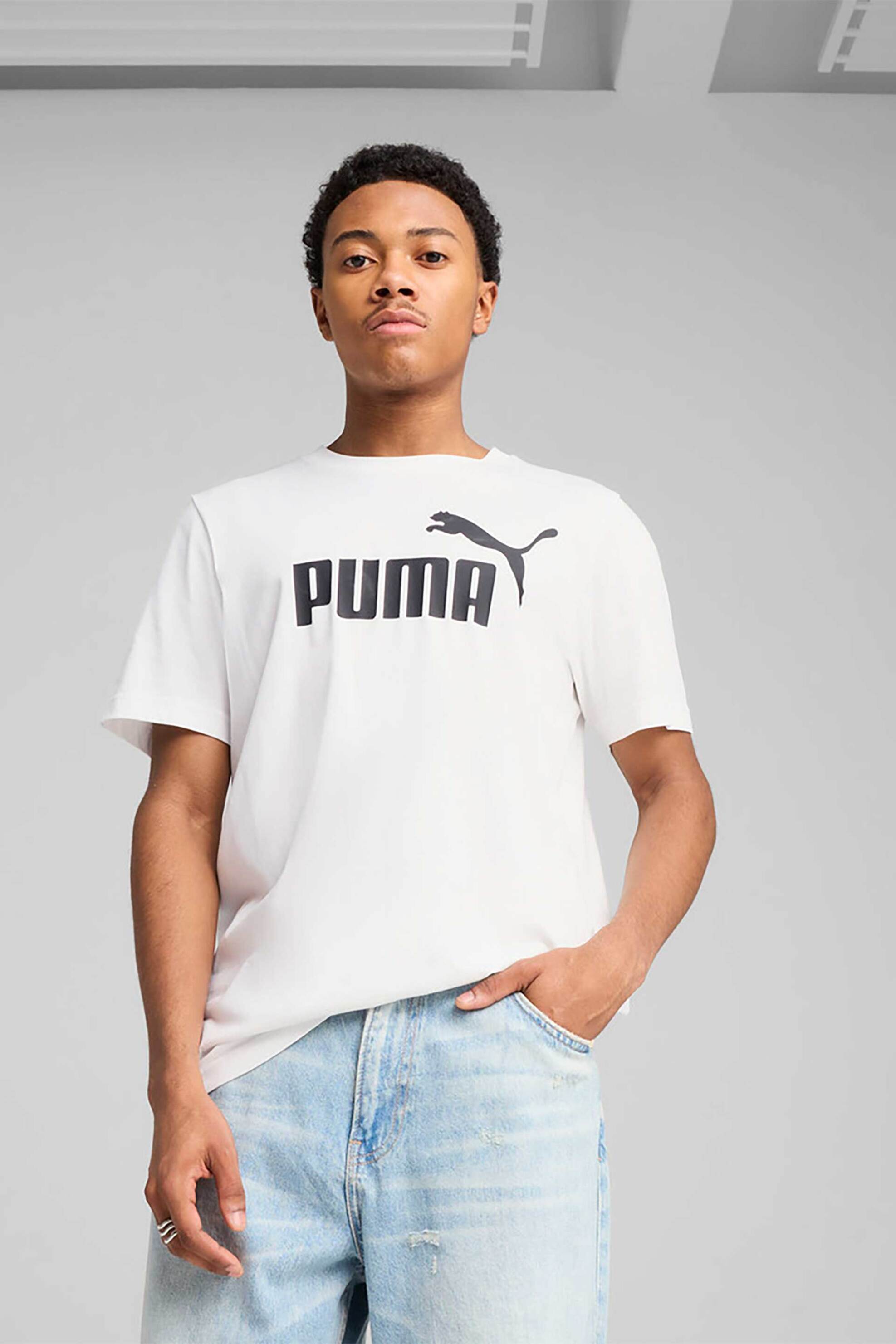 PUMA Puma ανδρικό T-shirt με logo print Regular Fit "ESS No. 1" - 682532 Λευκό