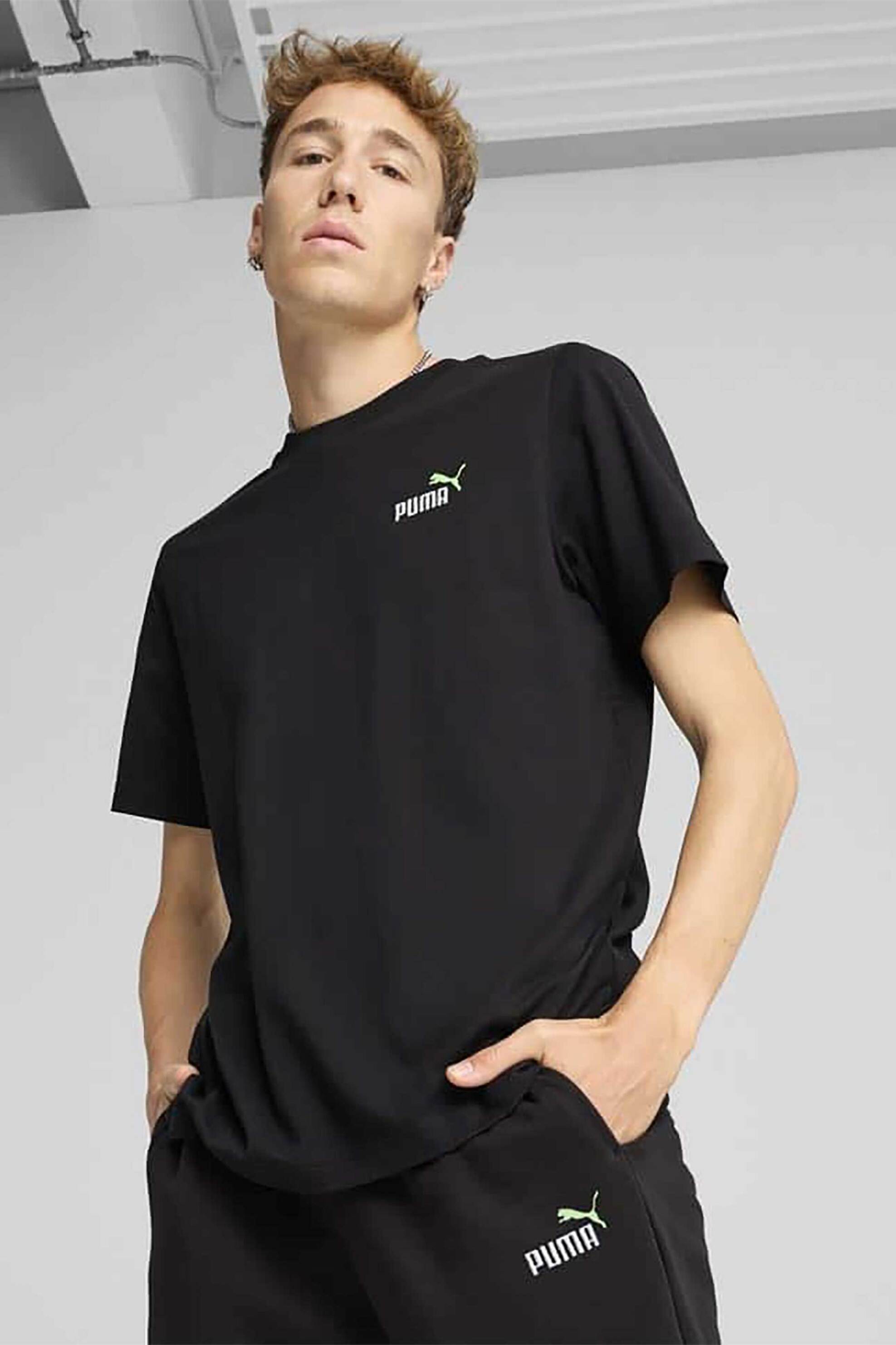 PUMA Puma ανδρικό T-shirt μονόχρωμο με λογότυπο - 684717 Μαύρο
