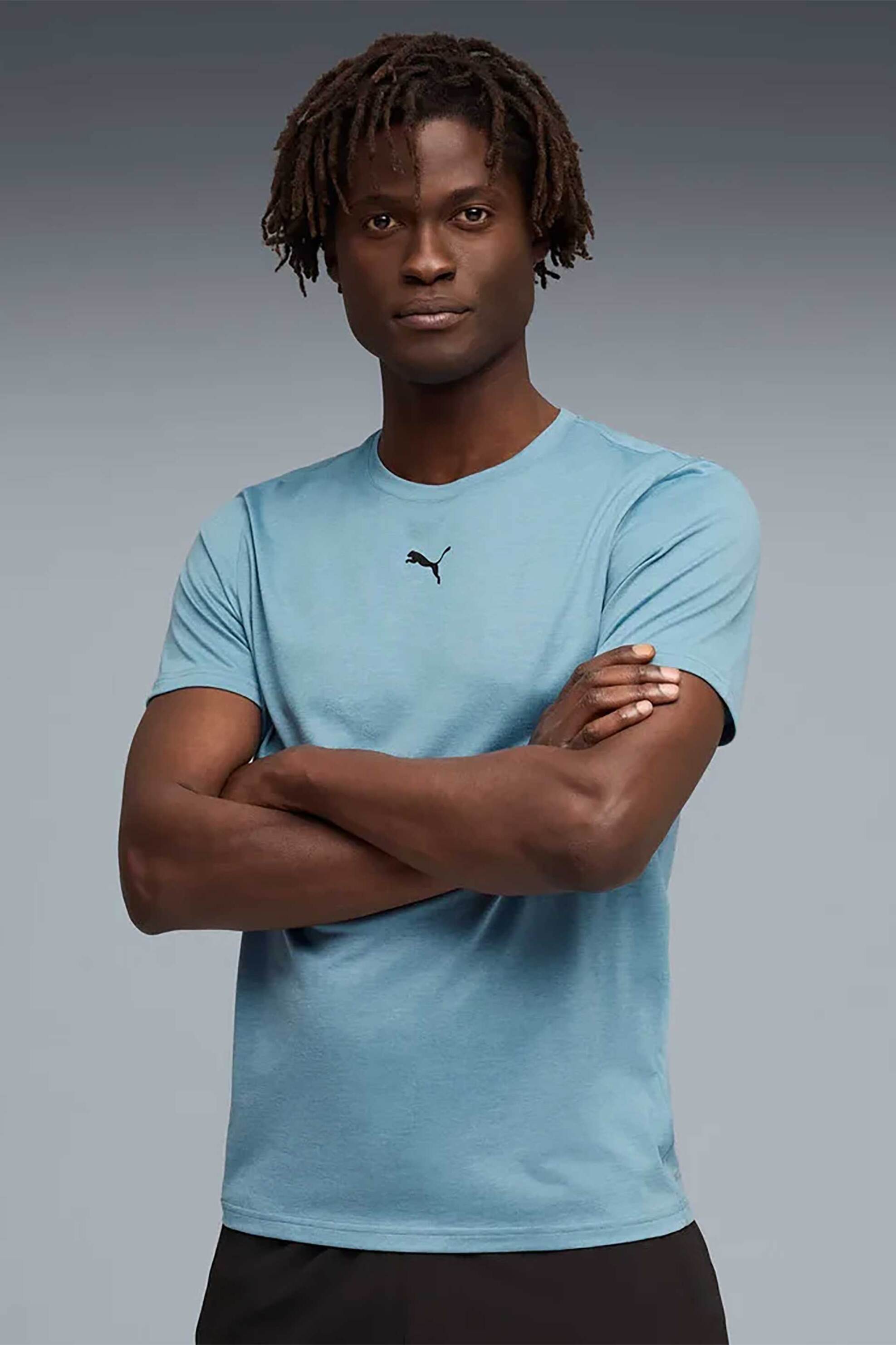 Puma ανδρικό T-shirt με λογότυπο "Essential Heather Cat" - 525920 Γαλάζιο