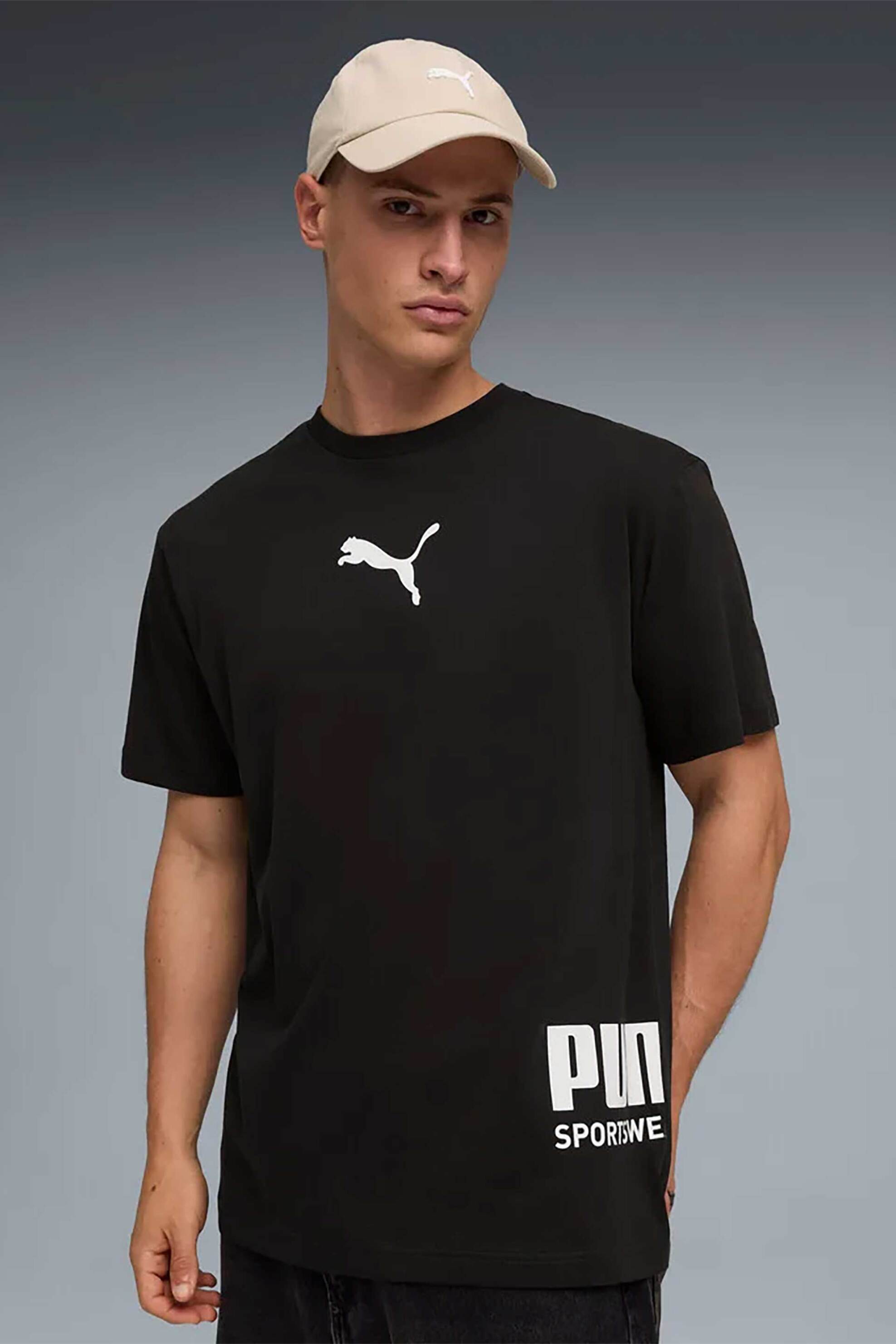 Puma ανδρικό T-shirt με λογότυπο Relaxed Fit "Sport Graphic" - 692169 Μαύρο