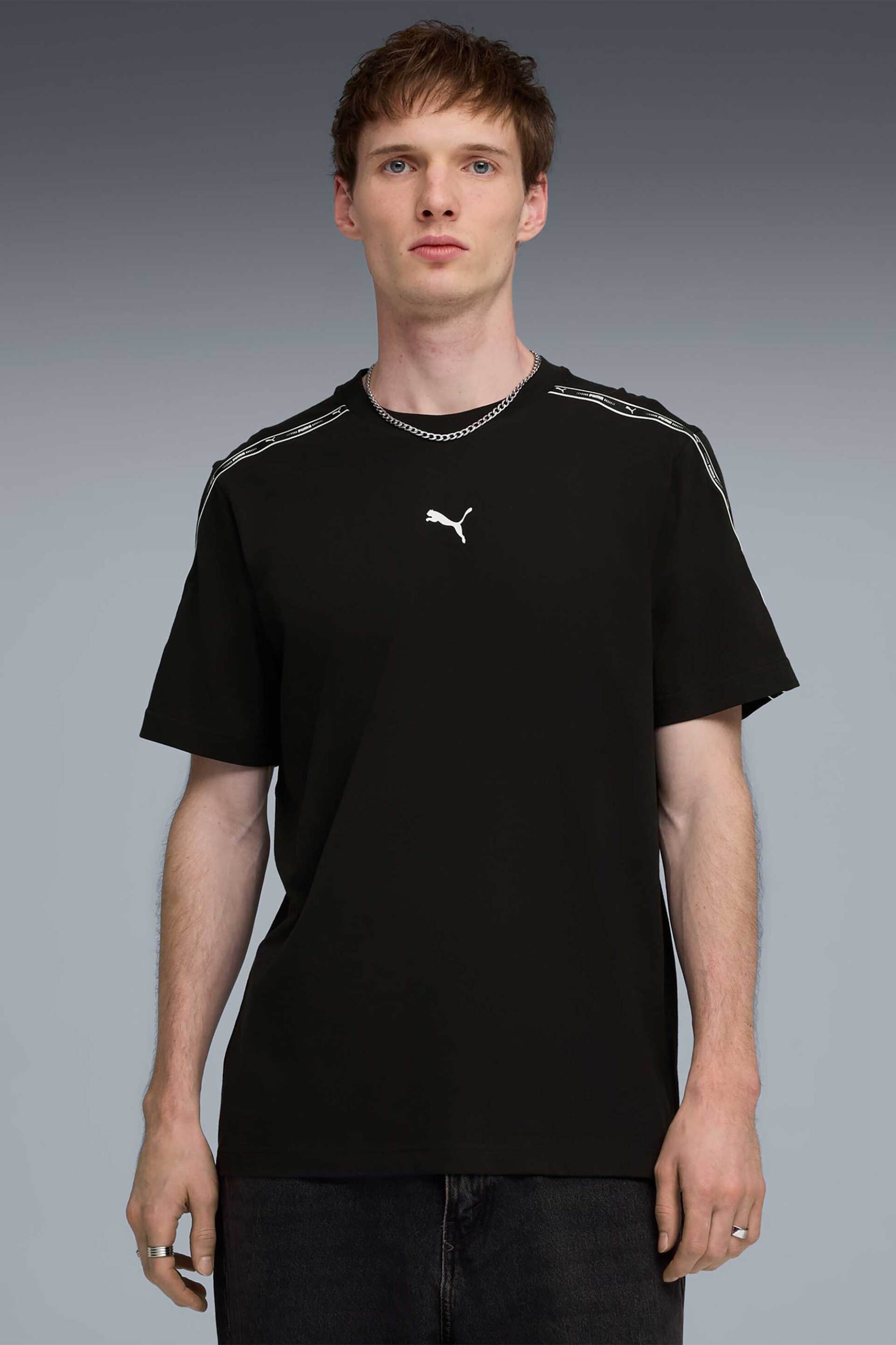 Puma ανδρικό T-shirt με λογότυπο Regular Fit "Essential Tape" - 691693 Μαύρο