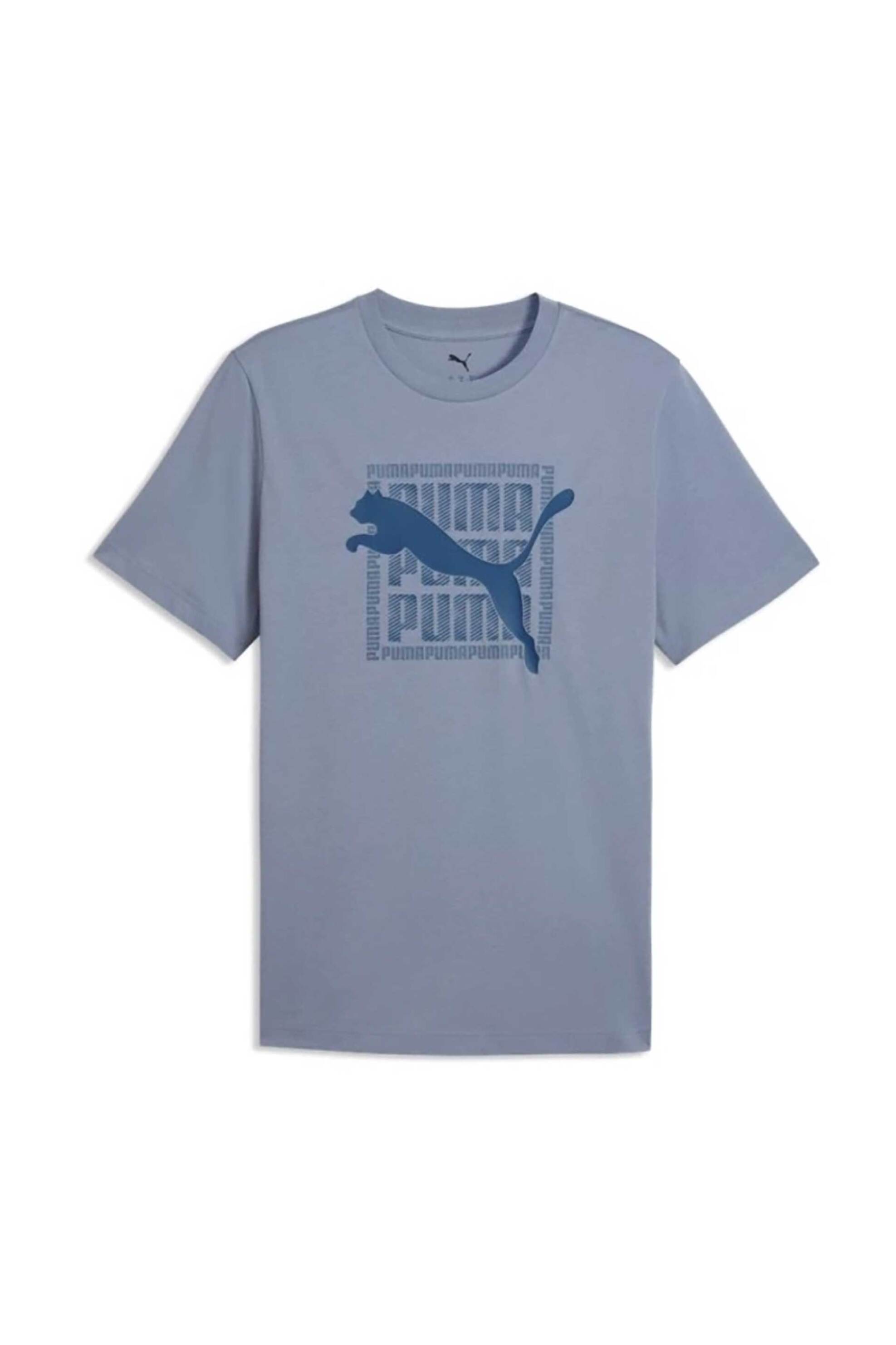 Puma ανδρικό T-shirt με λογότυπο Regular Fit "Graphic Wording" - 691775 Γκρι Γαλάζιο