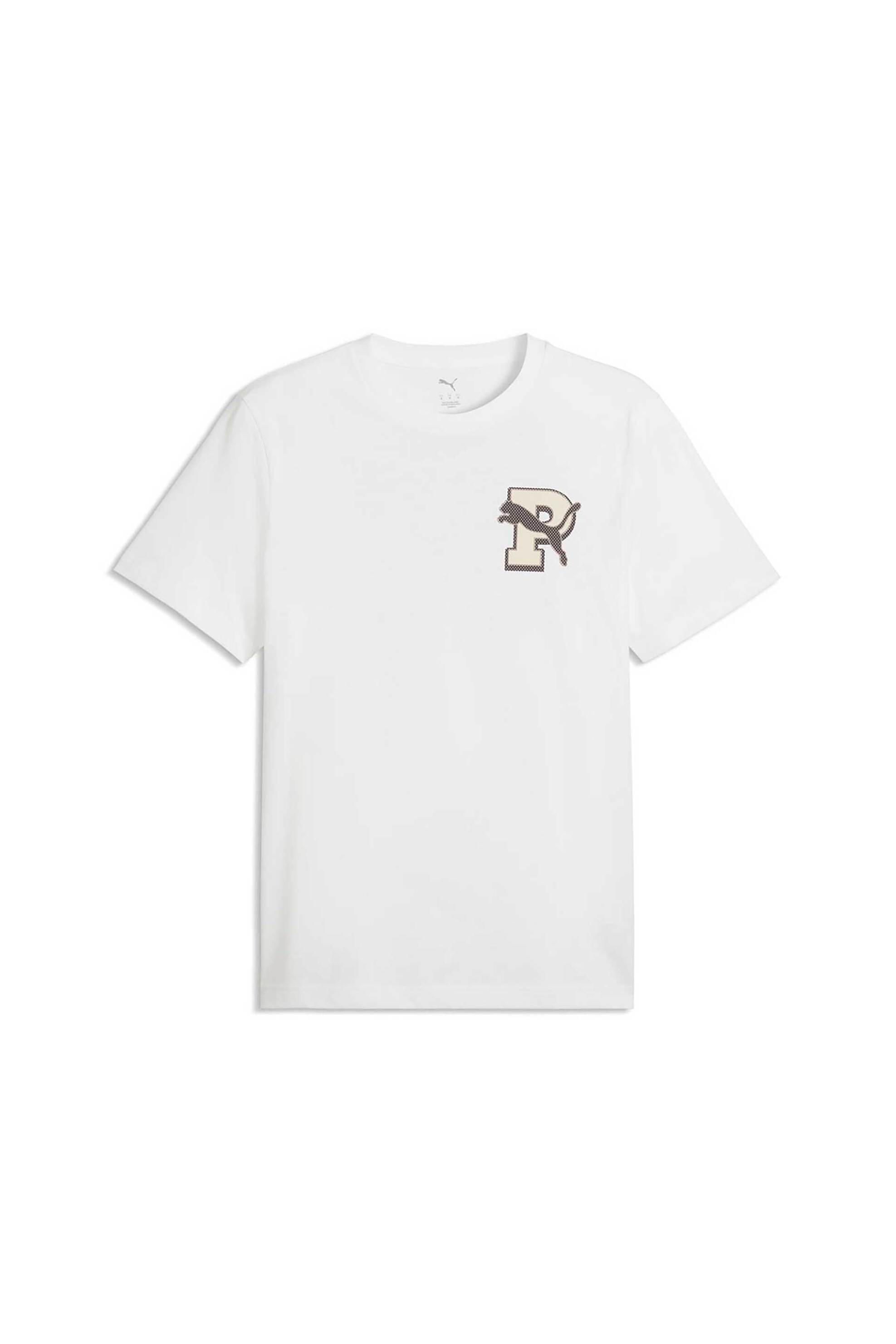 Puma Ανδρικό T-Shirt με Print Regular Fit Graphic Varsity - 691776 Λευκό