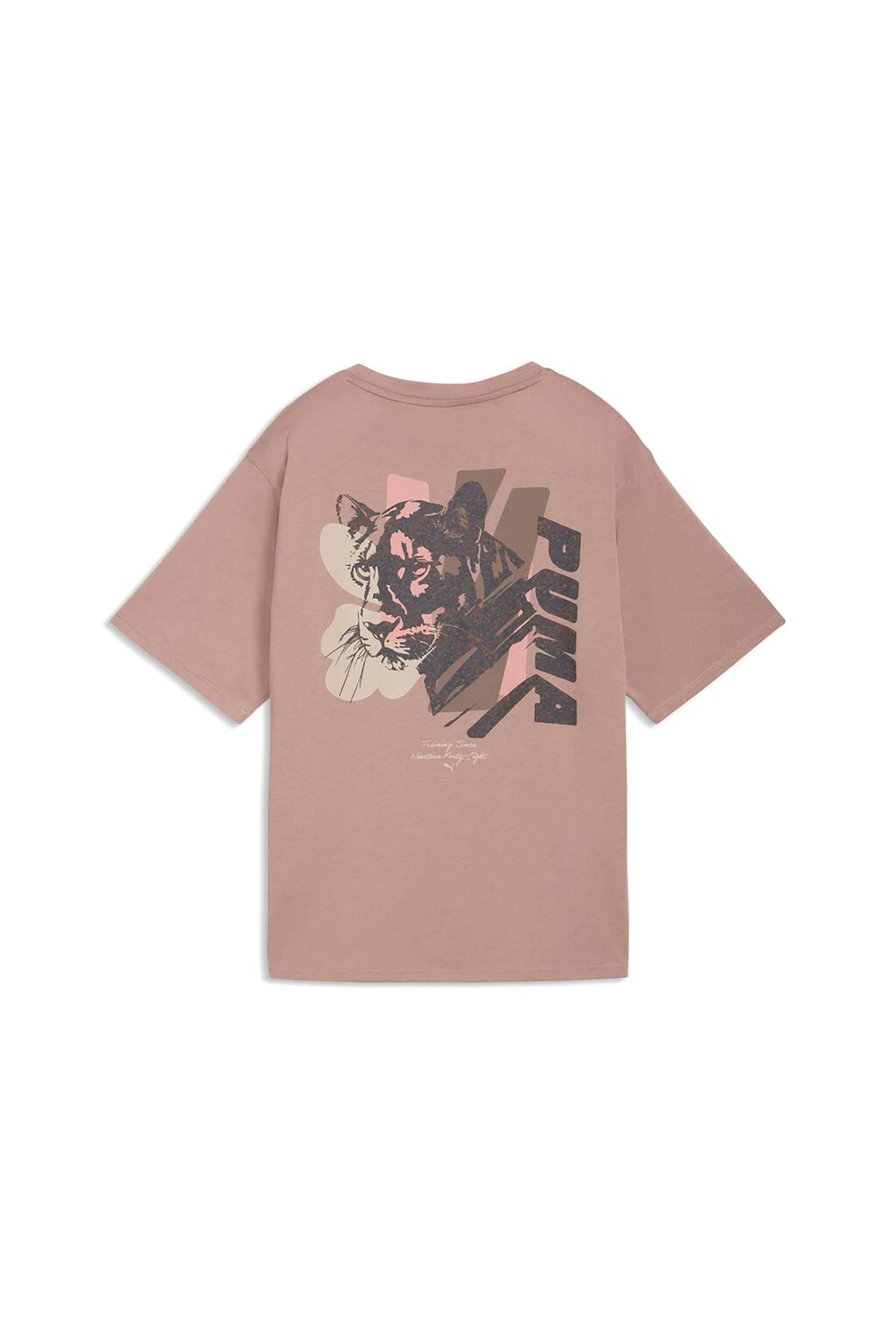 Puma Γυναικείο T-Shirt με Λογότυπο Regular Fit Cat Graphic - 528490 Σάπιο Μήλο