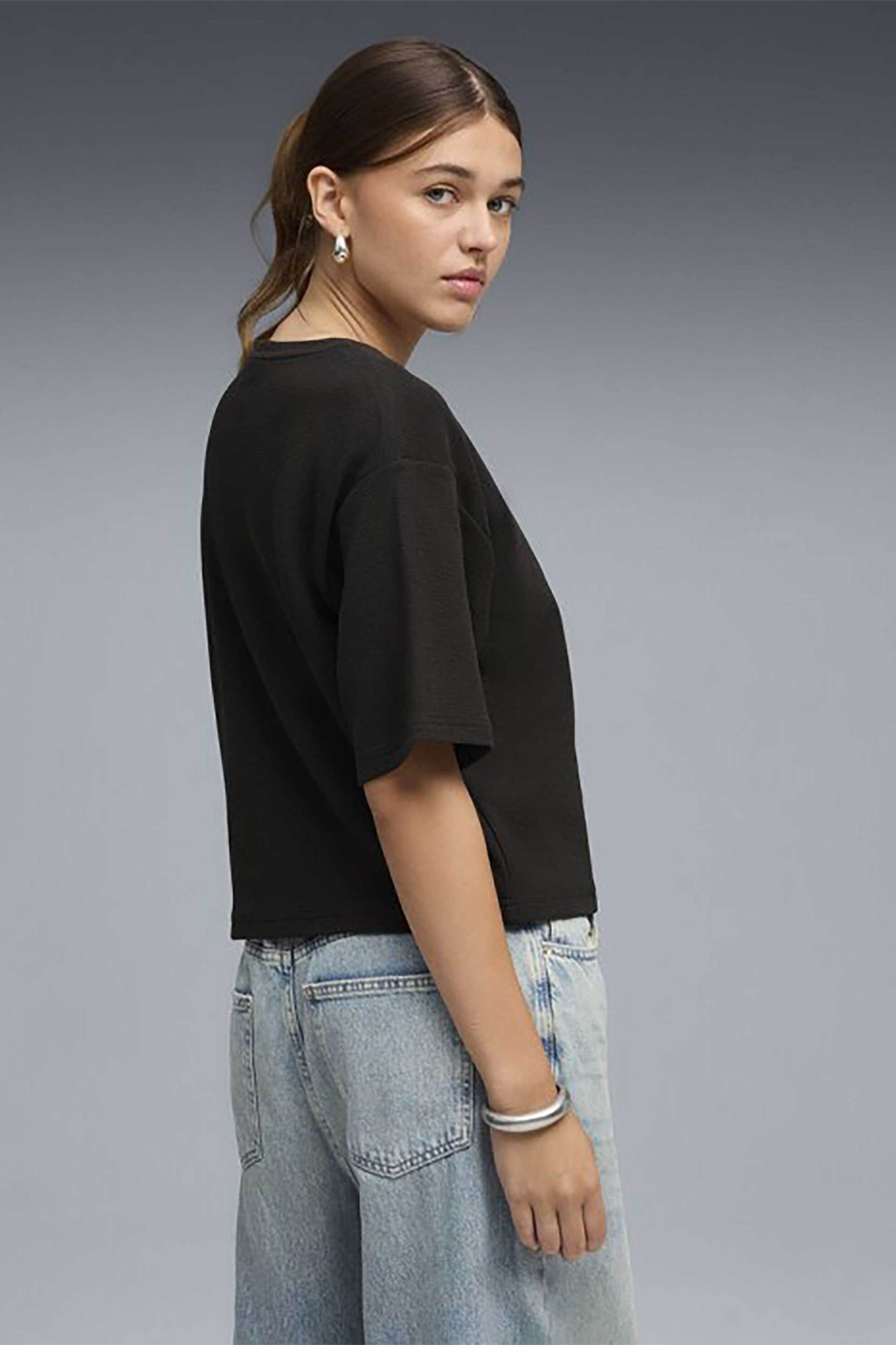 PUMA Puma γυναικείο T-shirt με λογότυπο Relaxed Fit "Ess Elevated" - 691813 Μαύρο - 3
