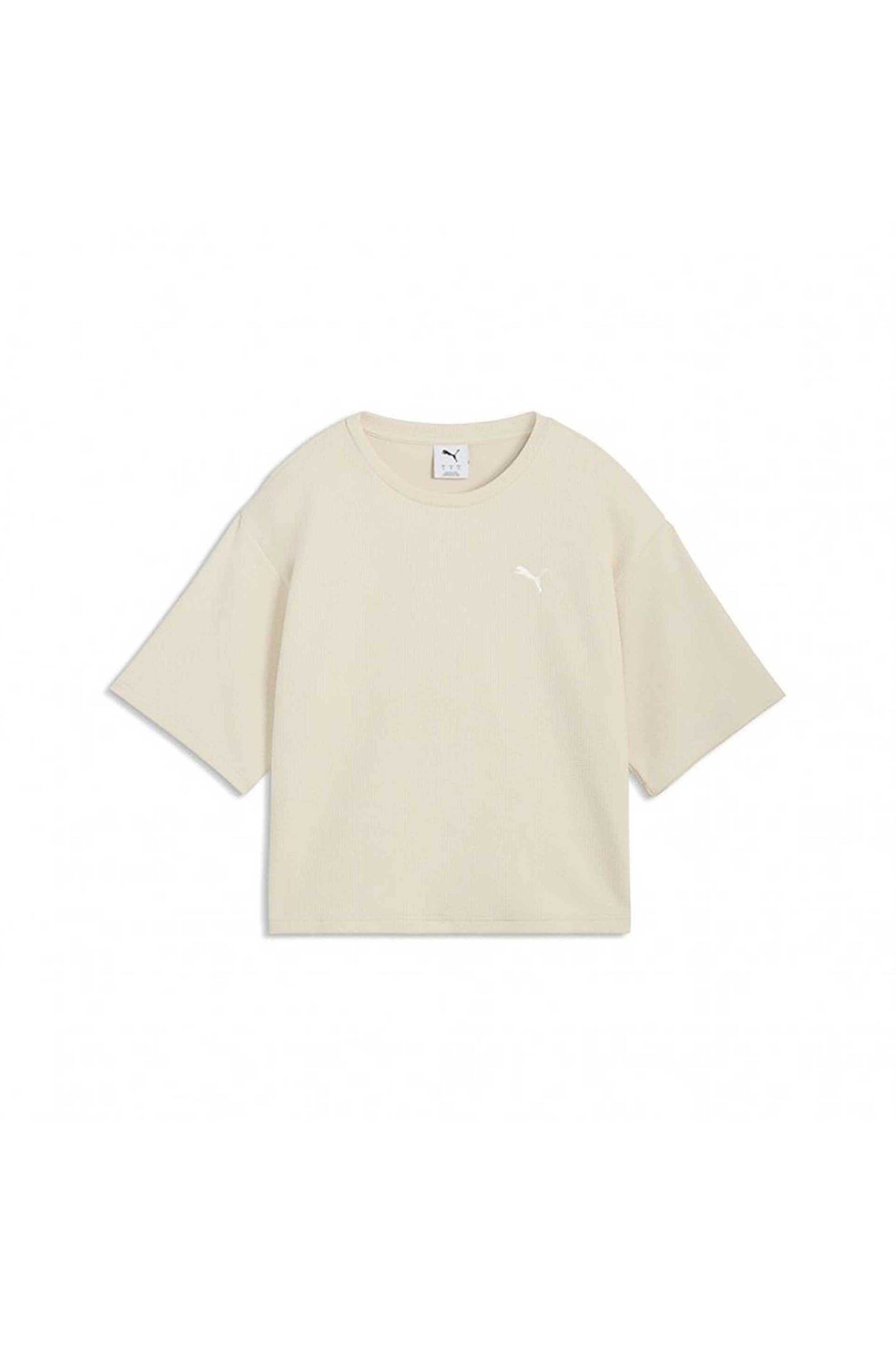 Puma Γυναικείο T-Shirt με Λογότυπο Relaxed Fit Ess Elevated - 691813 Μπεζ