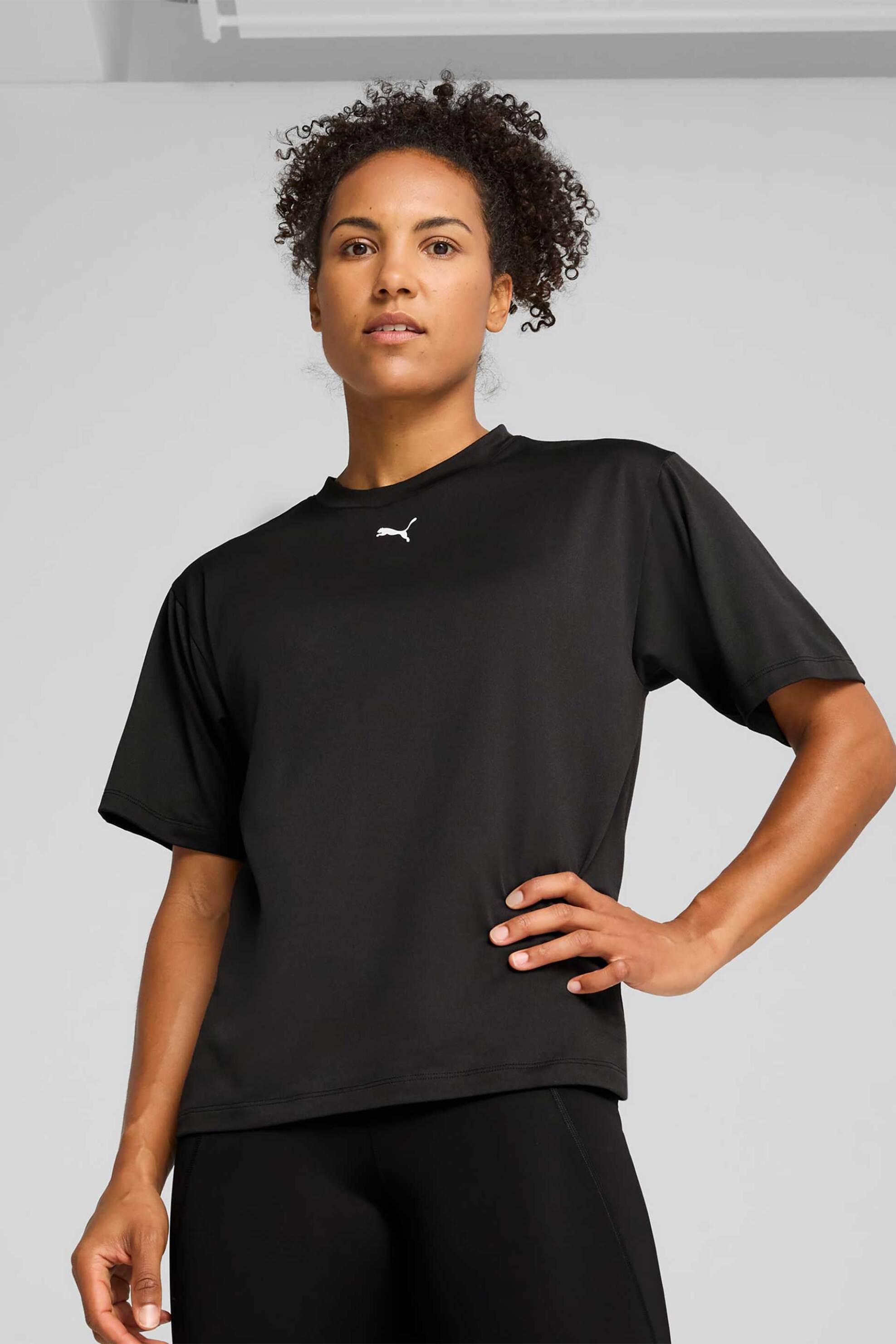 Puma γυναικείο T-shirt με λογότυπο Relaxed Fit “Train All Day Essentials” – 527139 Μαύρο