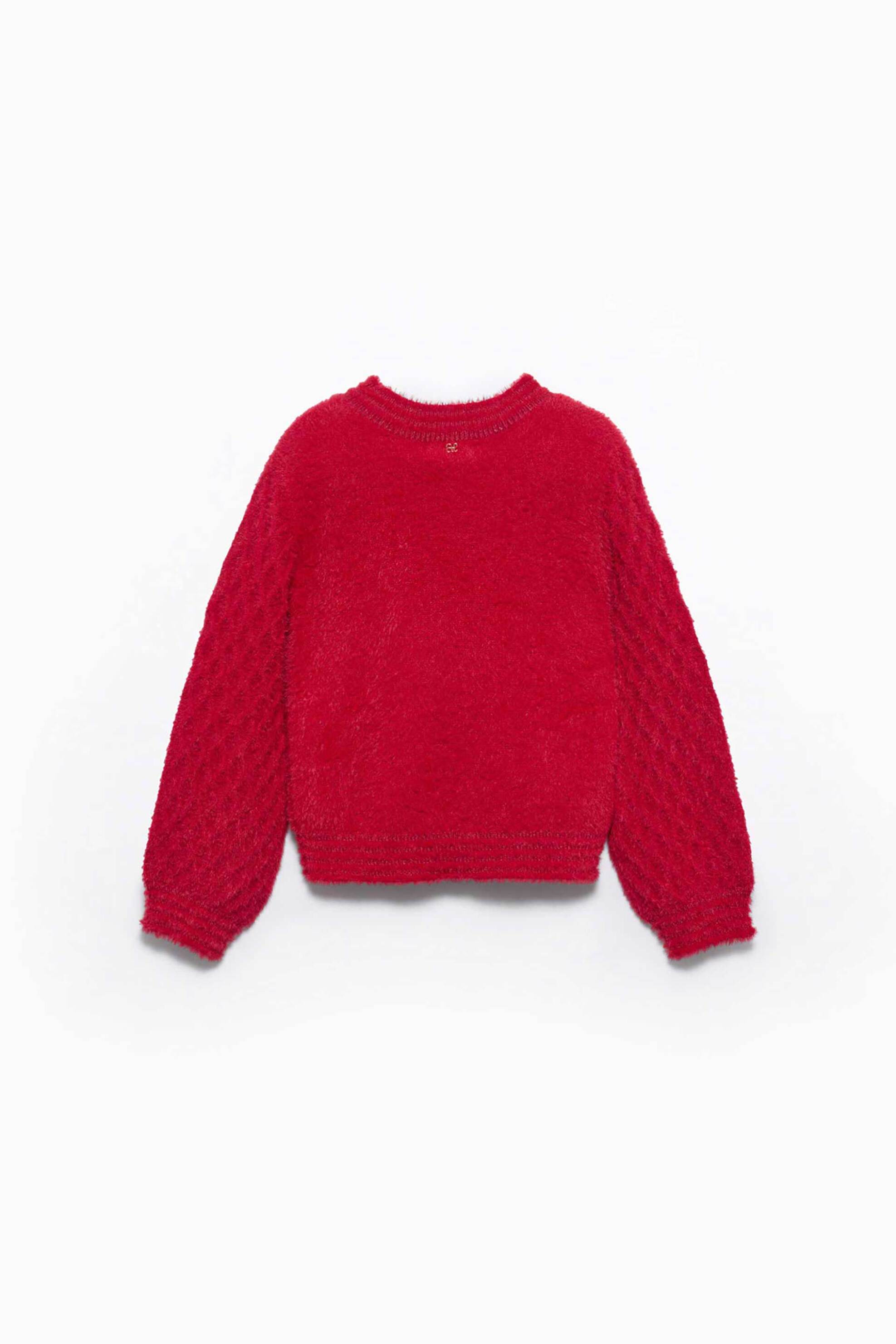 Abel & Lula παιδική μπλούζα με faux γούνα - 5827-W26 Κόκκινο φωτογραφία