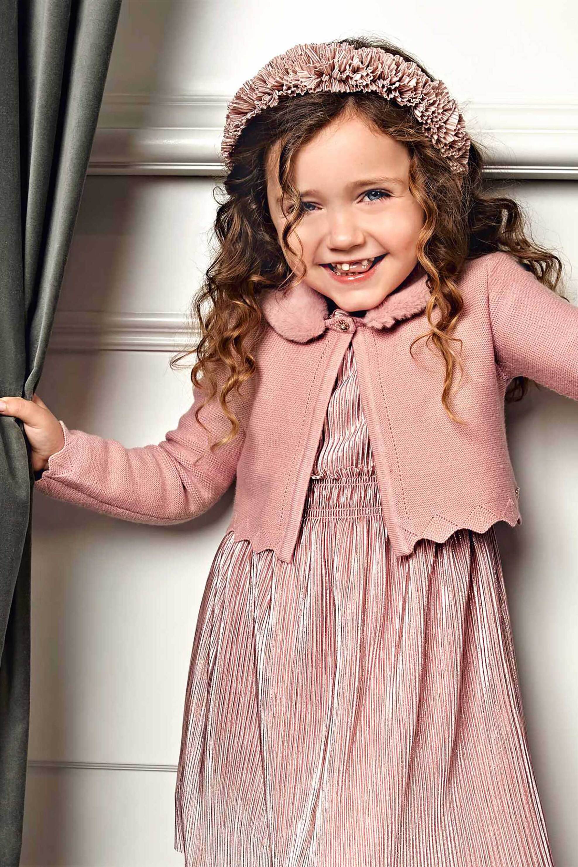 ABEL & LULA Abel & Lula παιδική ζακέτα με γιακά από faux γούνα - 5834-W26 Ροζ