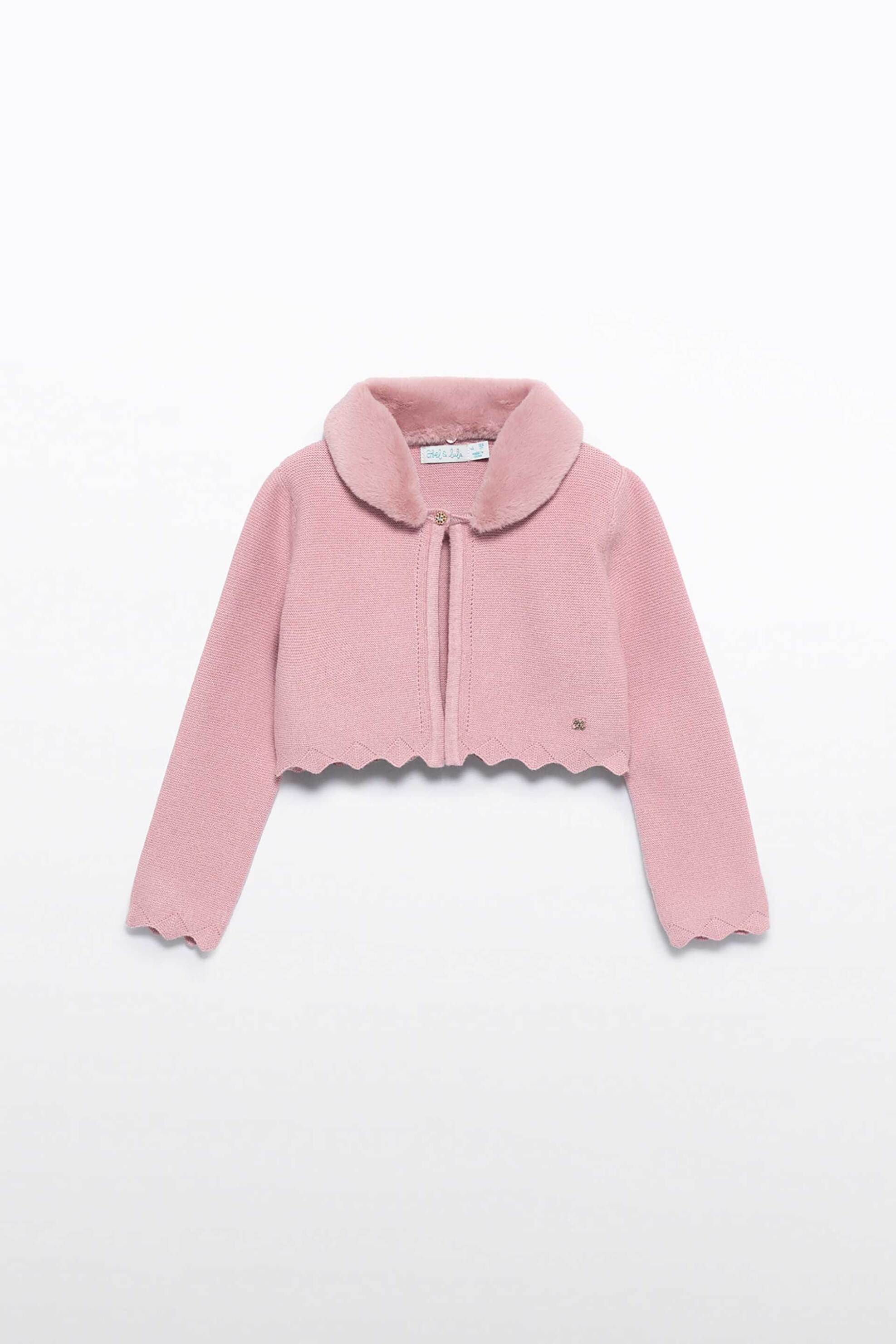 Abel & Lula παιδική ζακέτα με γιακά από faux γούνα - 5834-W26 Ροζ φωτογραφία