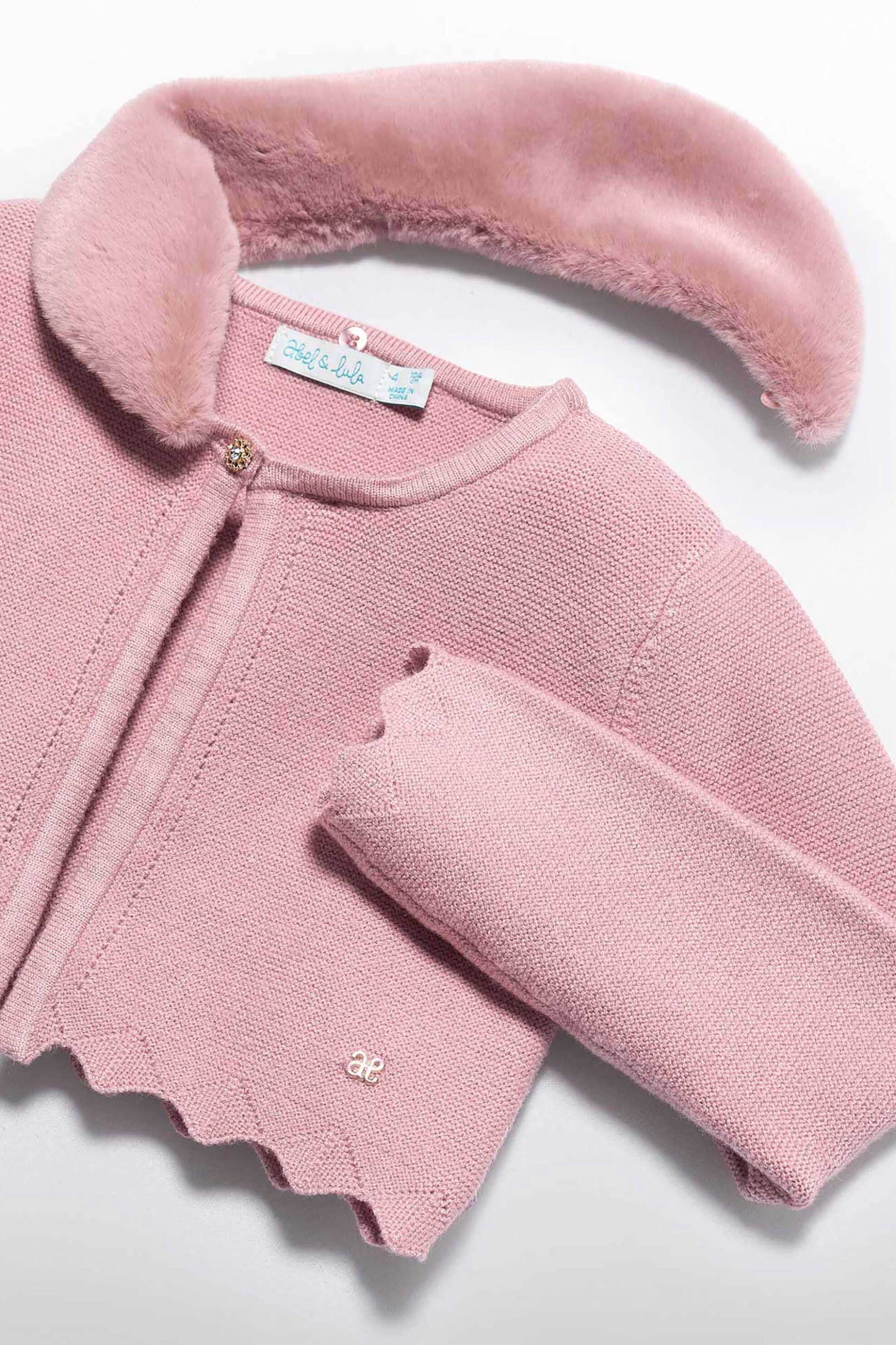 Abel & Lula παιδική ζακέτα με γιακά από faux γούνα - 5834-W26 Ροζ φωτογραφία