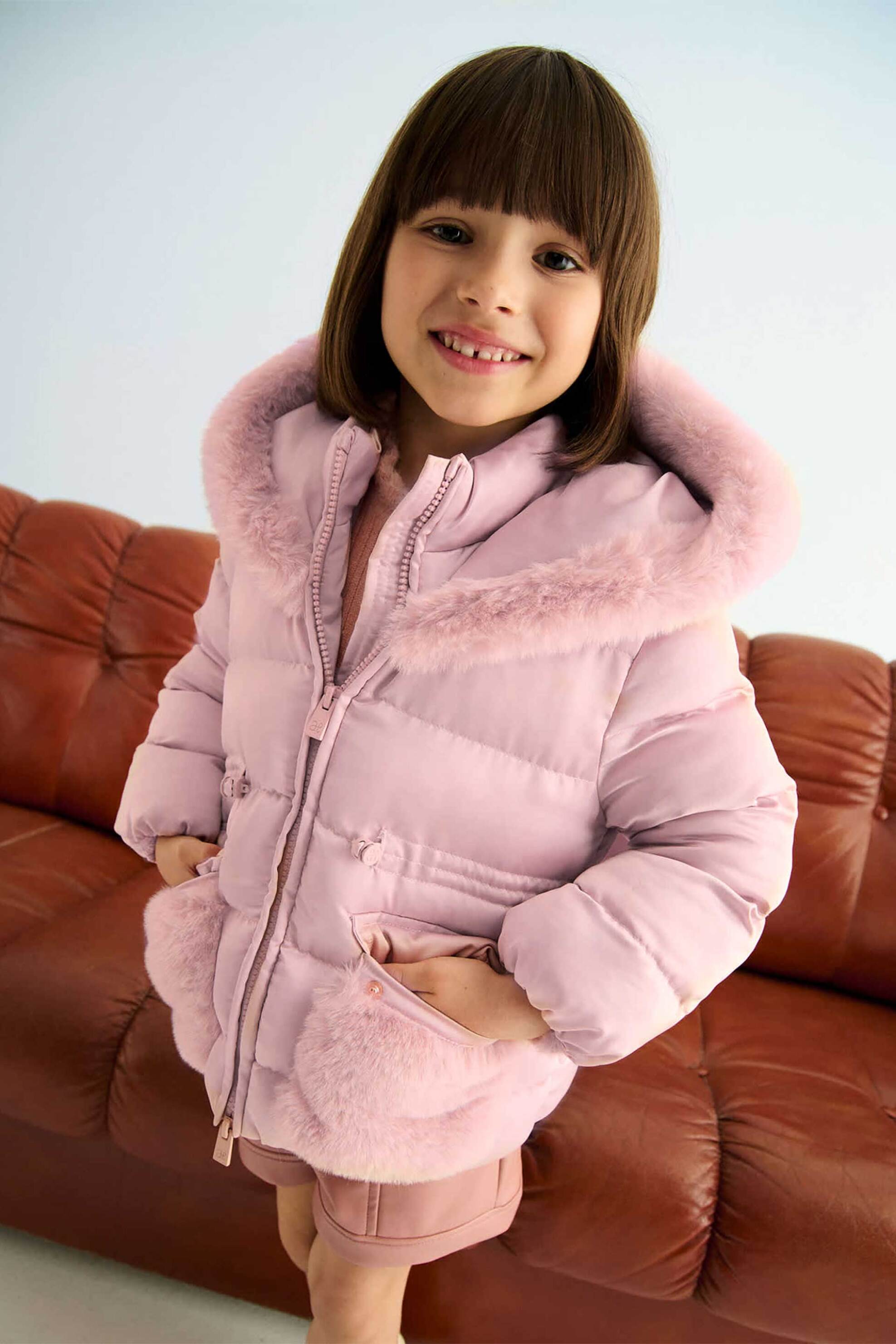 ABEL & LULA Abel & Lula παιδικό μπουφάν καπιτονέ με faux γούνα - 5849-W26 Ροζ