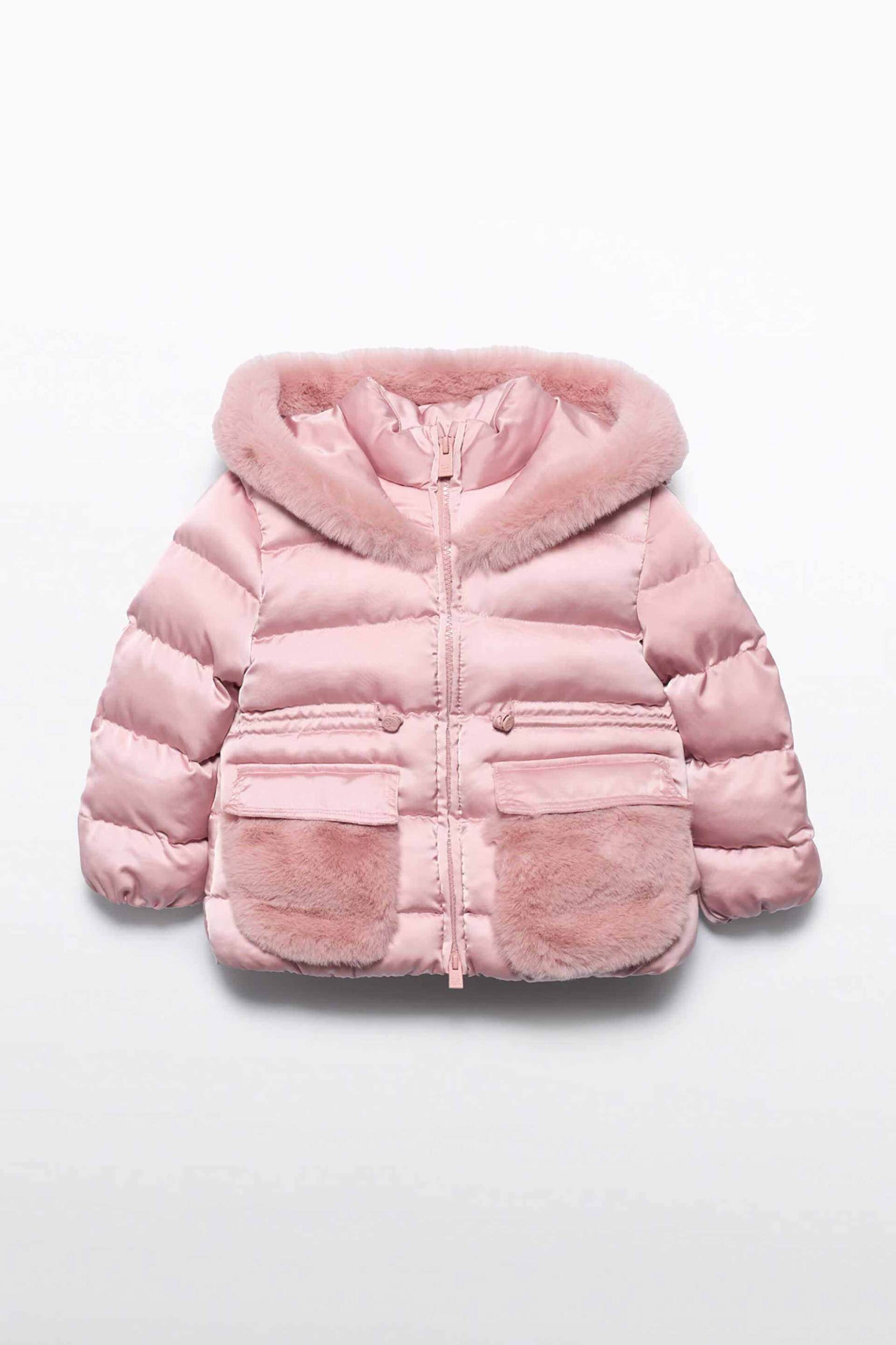 Abel & Lula παιδικό μπουφάν καπιτονέ με faux γούνα - 5849-W26 Ροζ φωτογραφία