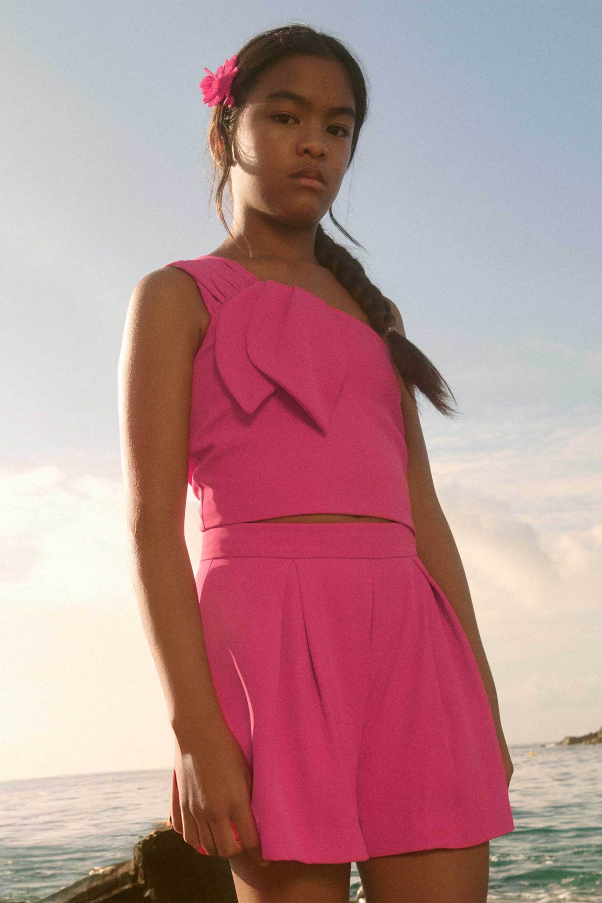 Abel & Lula παιδικό σετ σορτς και τοπ με λεπτομέρεια - 5210-S26 Φούξια