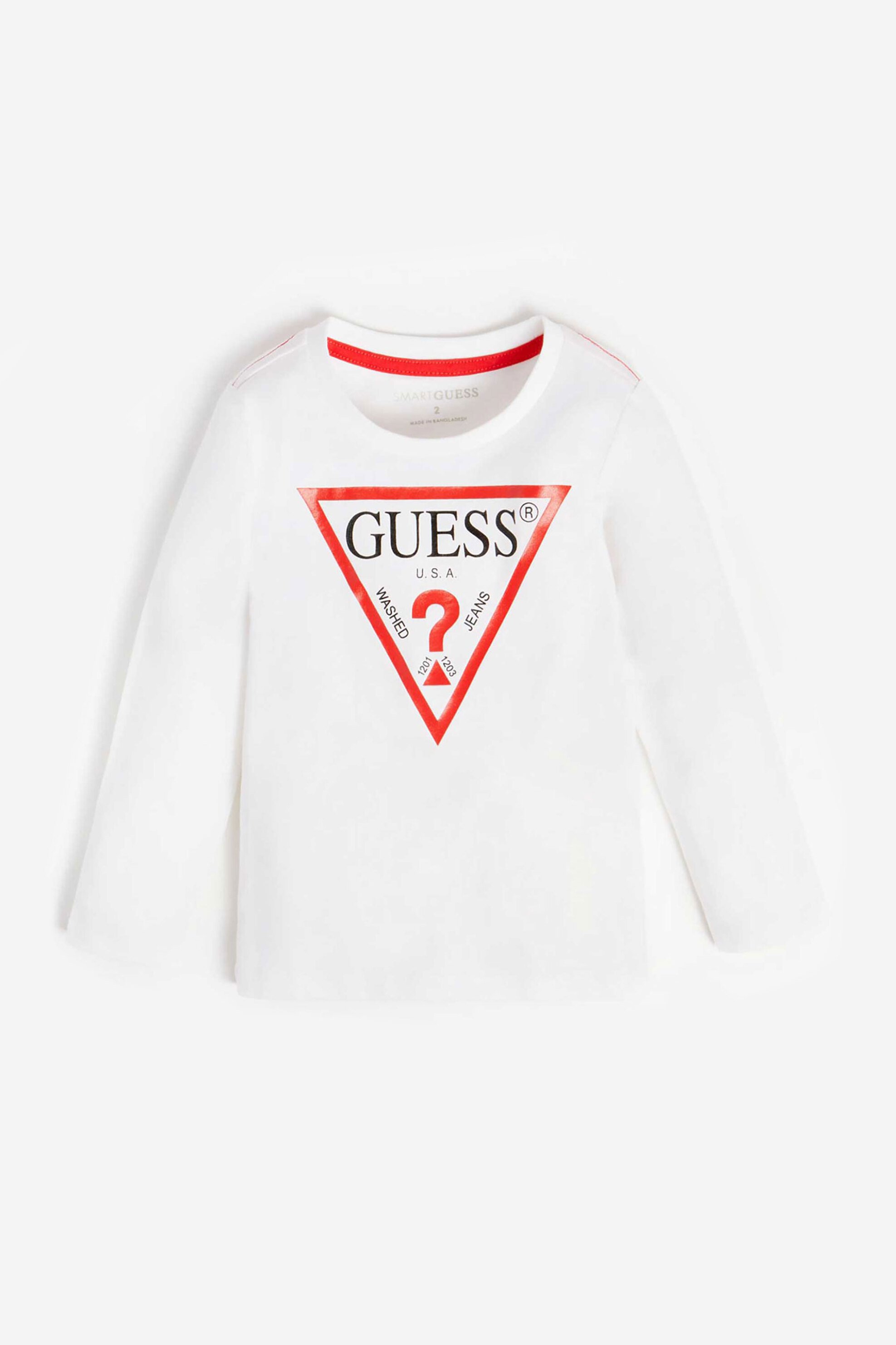 Guess παιδική μπλούζα με logo print και μακρύ μανίκι Regular Fit (3-7 ετών) - N84I24K8HM0 Υπόλευκο