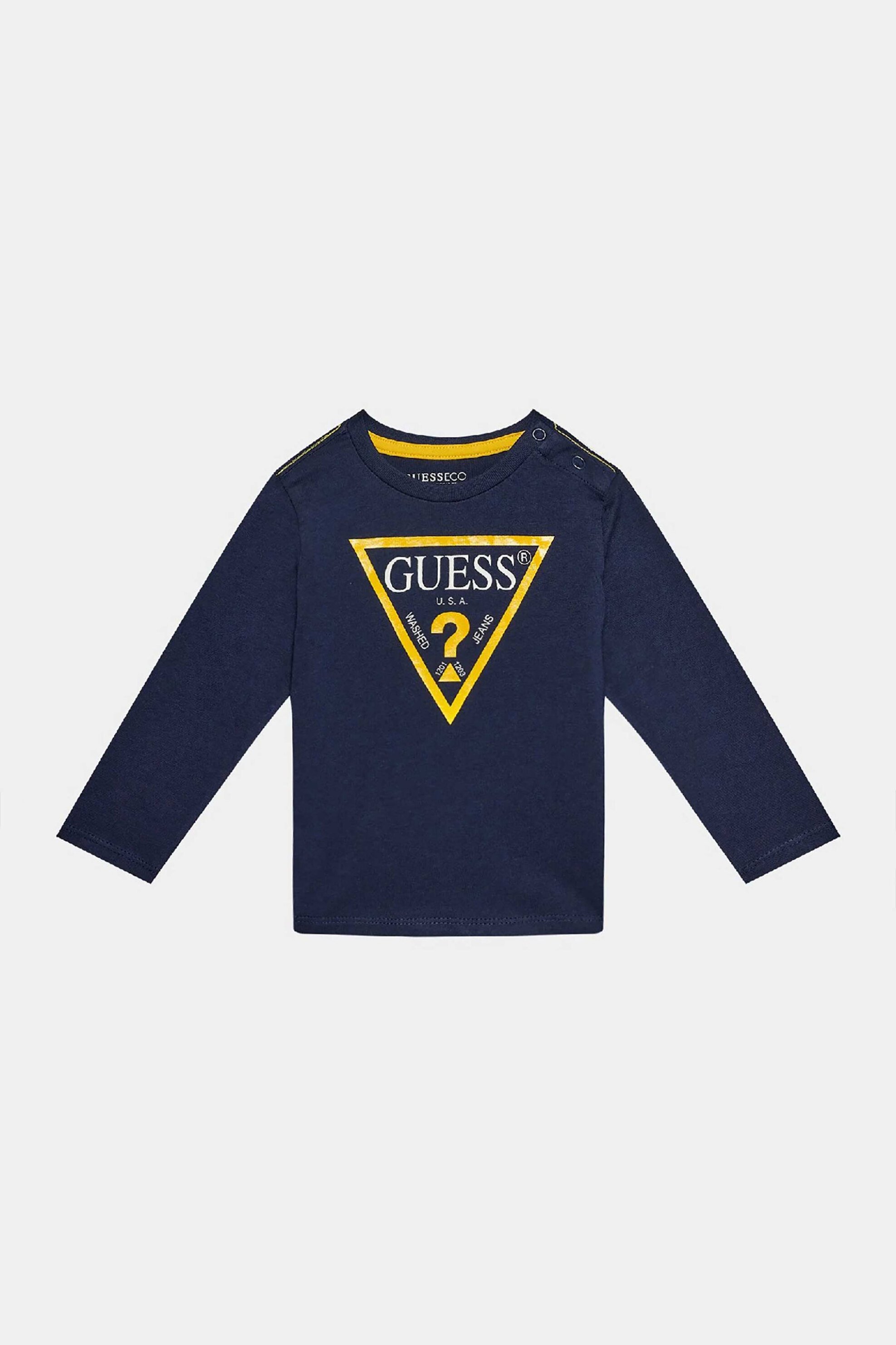 GUESS Guess παιδική μπλούζα με logo print και μακρύ μανίκι Regular Fit (3-7 ετών) - N84I24K8HM0 Μπλε