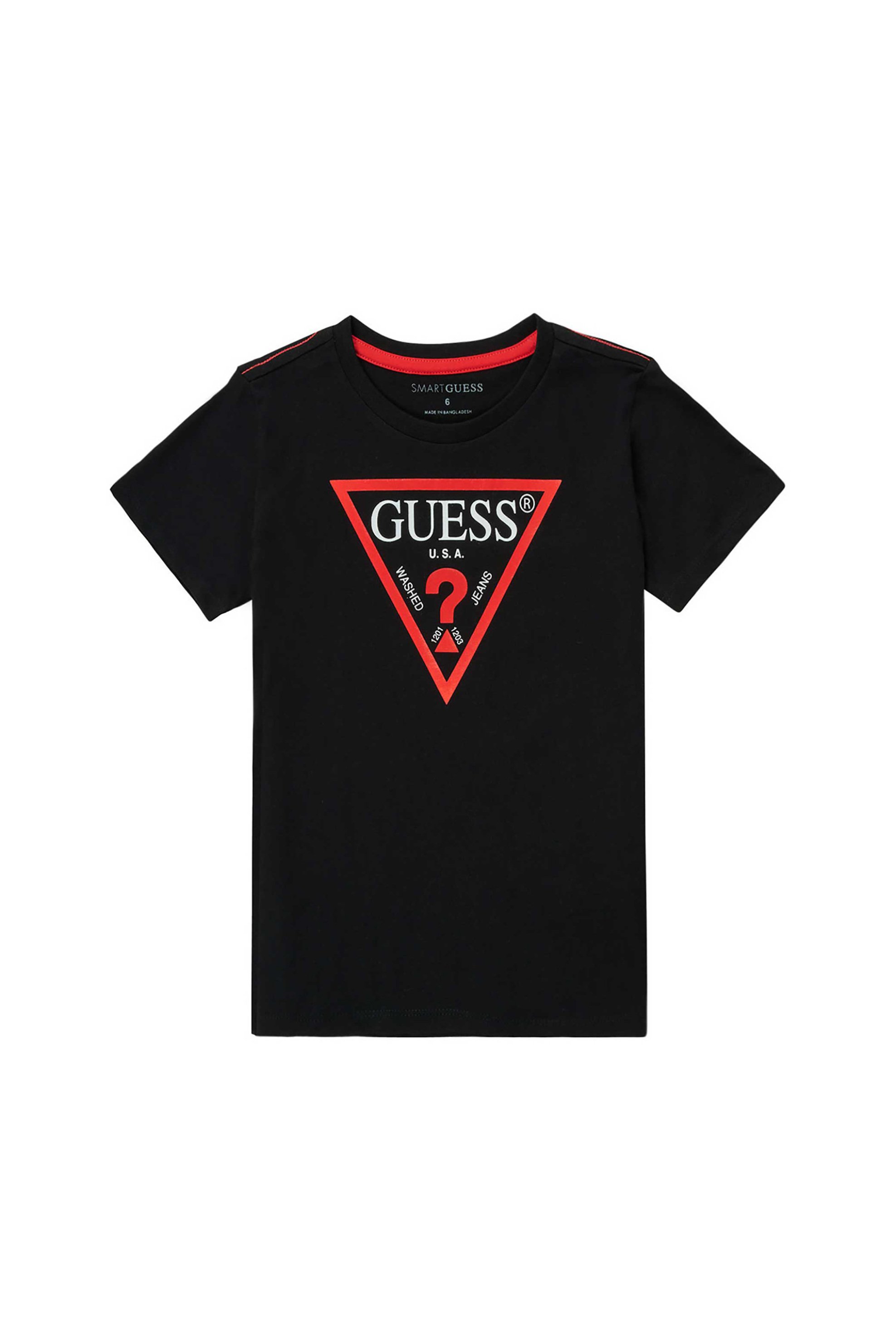 GUESS Guess παιδικό T-shirt με triangle logo print (8-16 ετών) - L73I55K8HM0 Μαύρο