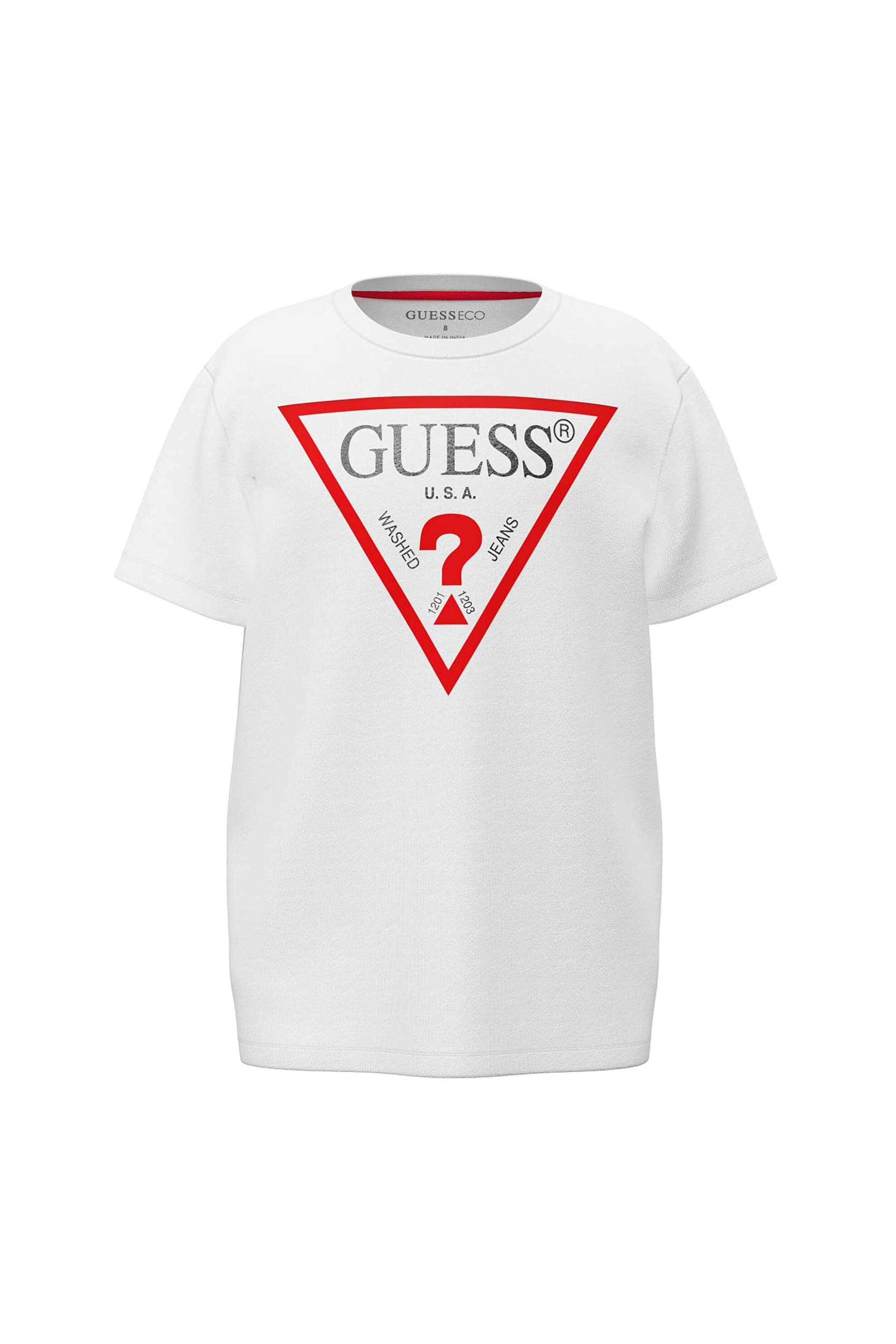 Guess παιδικό T-shirt με triangle logo print (8-16 ετών) - L73I55K8HM0 Λευκό