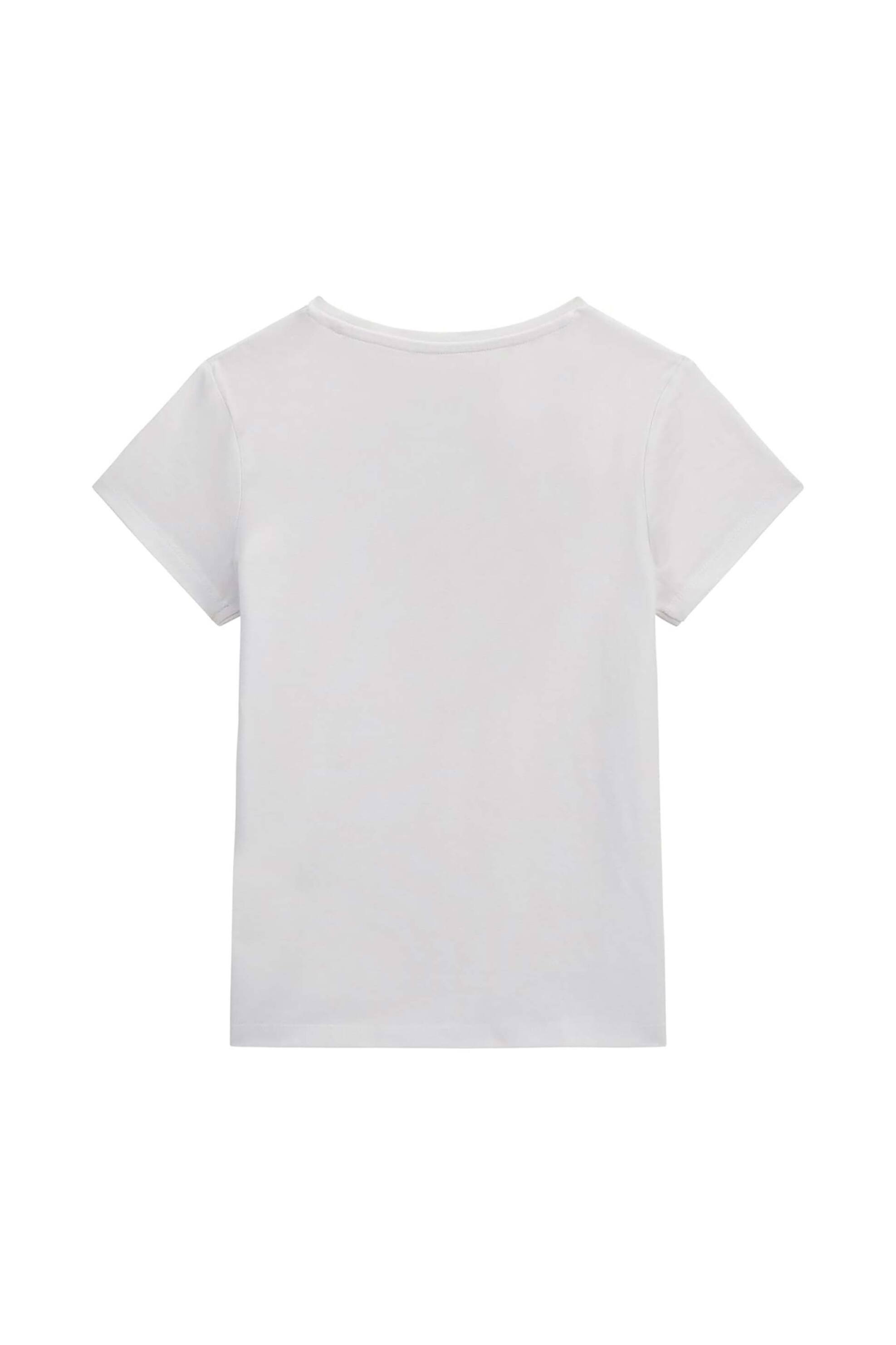 Guess Παιδικό T-Shirt με Graphic Logo Print Στο Στήθος Και Διακοσμητικά Στρας (8-10 Ετών) - J2Yi51K6Yw1 Λευκό