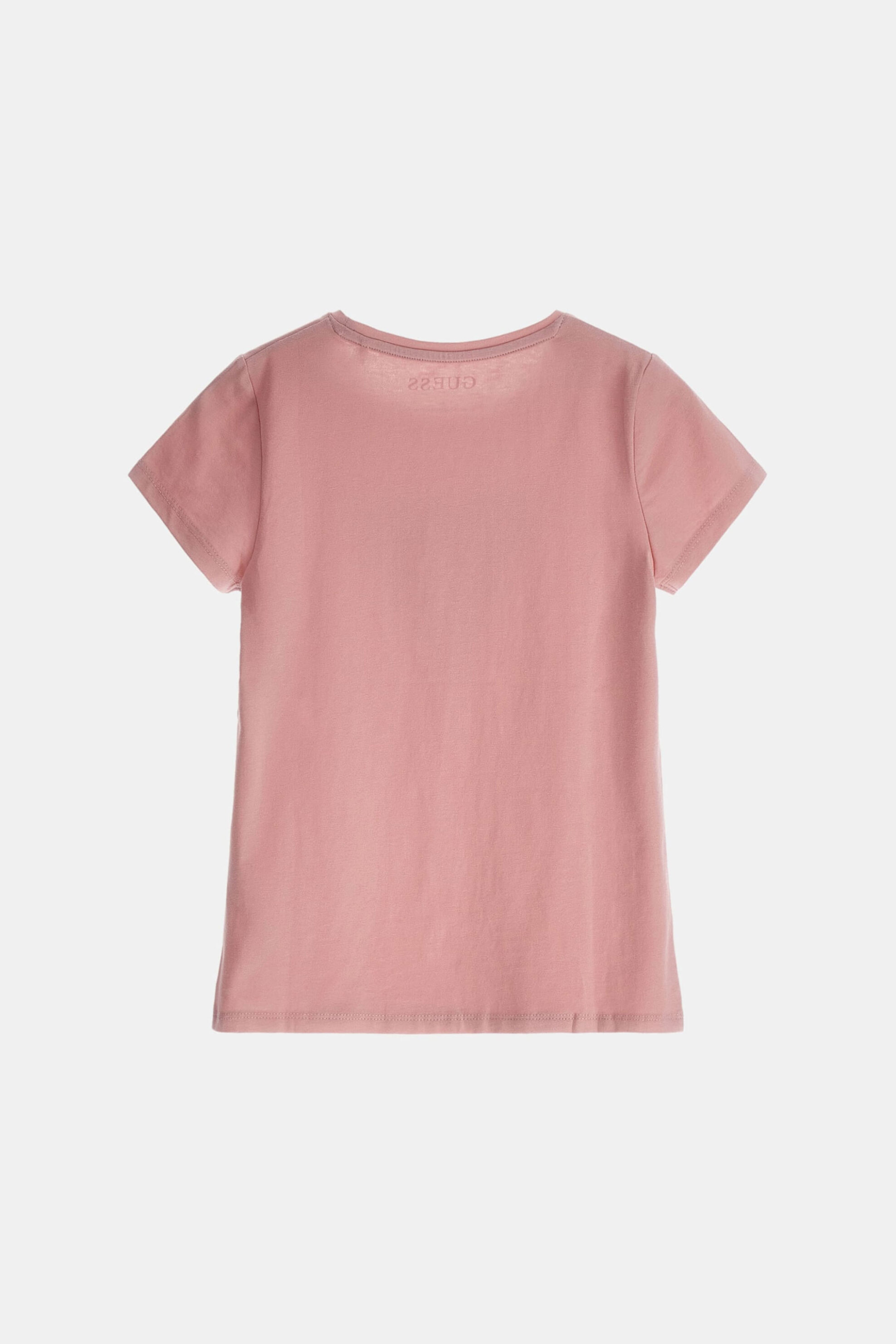 Guess Παιδικό T-Shirt με Graphic Logo Print Στο Στήθος Και Διακοσμητικά Στρας (8-10 Ετών) - J2Yi51K6Yw1 Ροζ