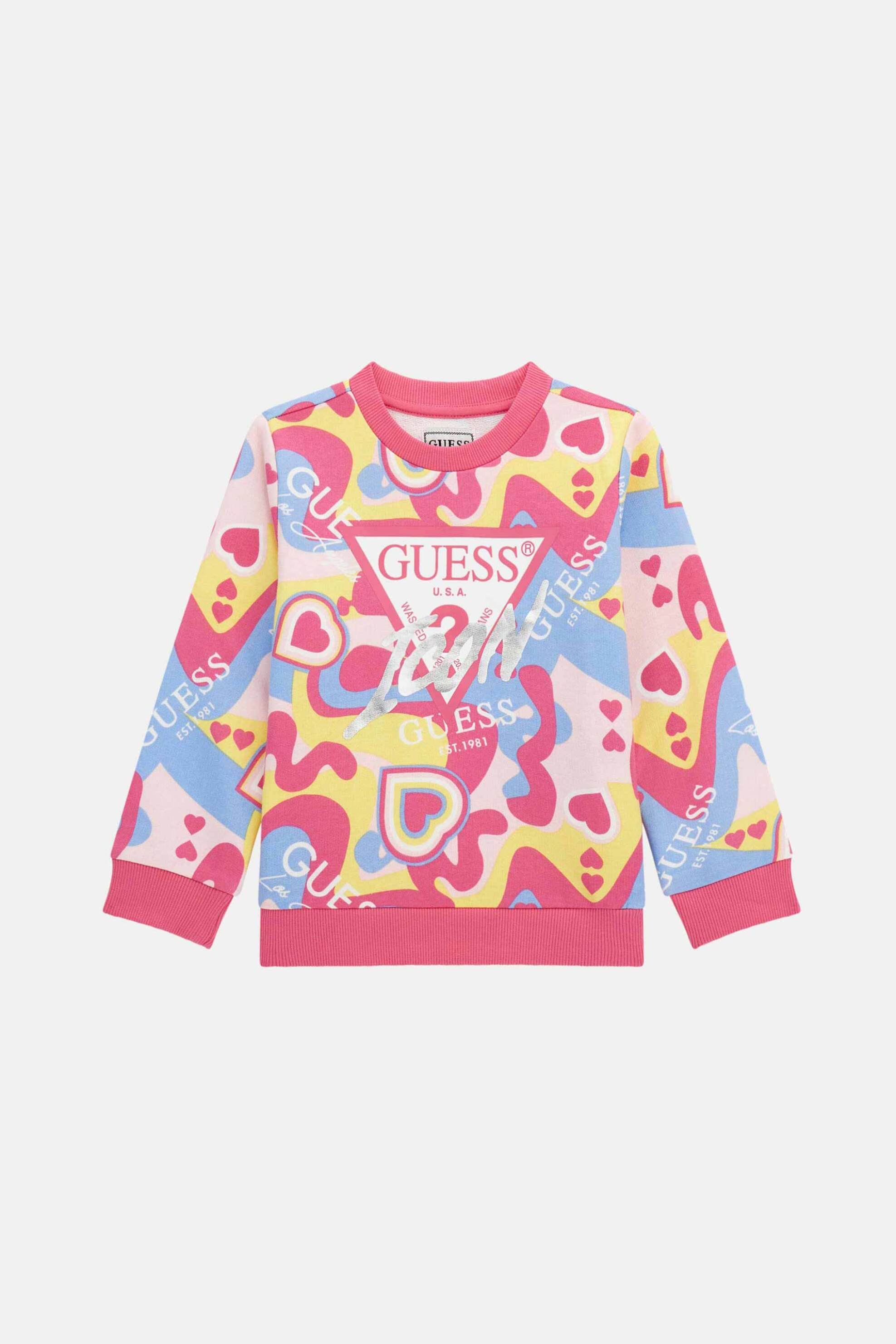 Guess παιδικό φούτερ με all-over καρδιές print - K4YQ05KA6R3 Πολύχρωμο