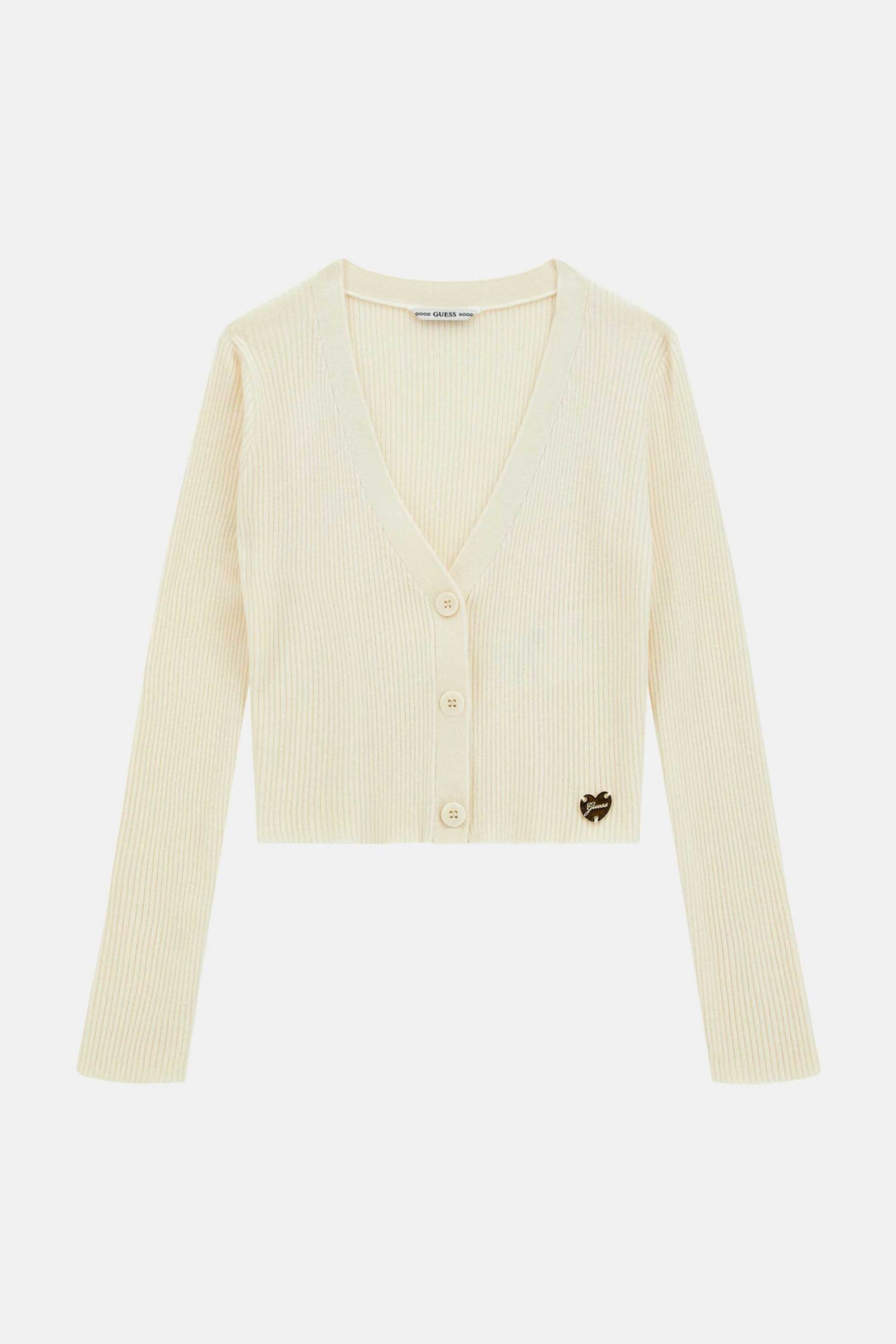 Guess παιδική μακρυμάνικη ζακέτα με ribbed πλέξη - J4YR13Z2V42 Εκρού