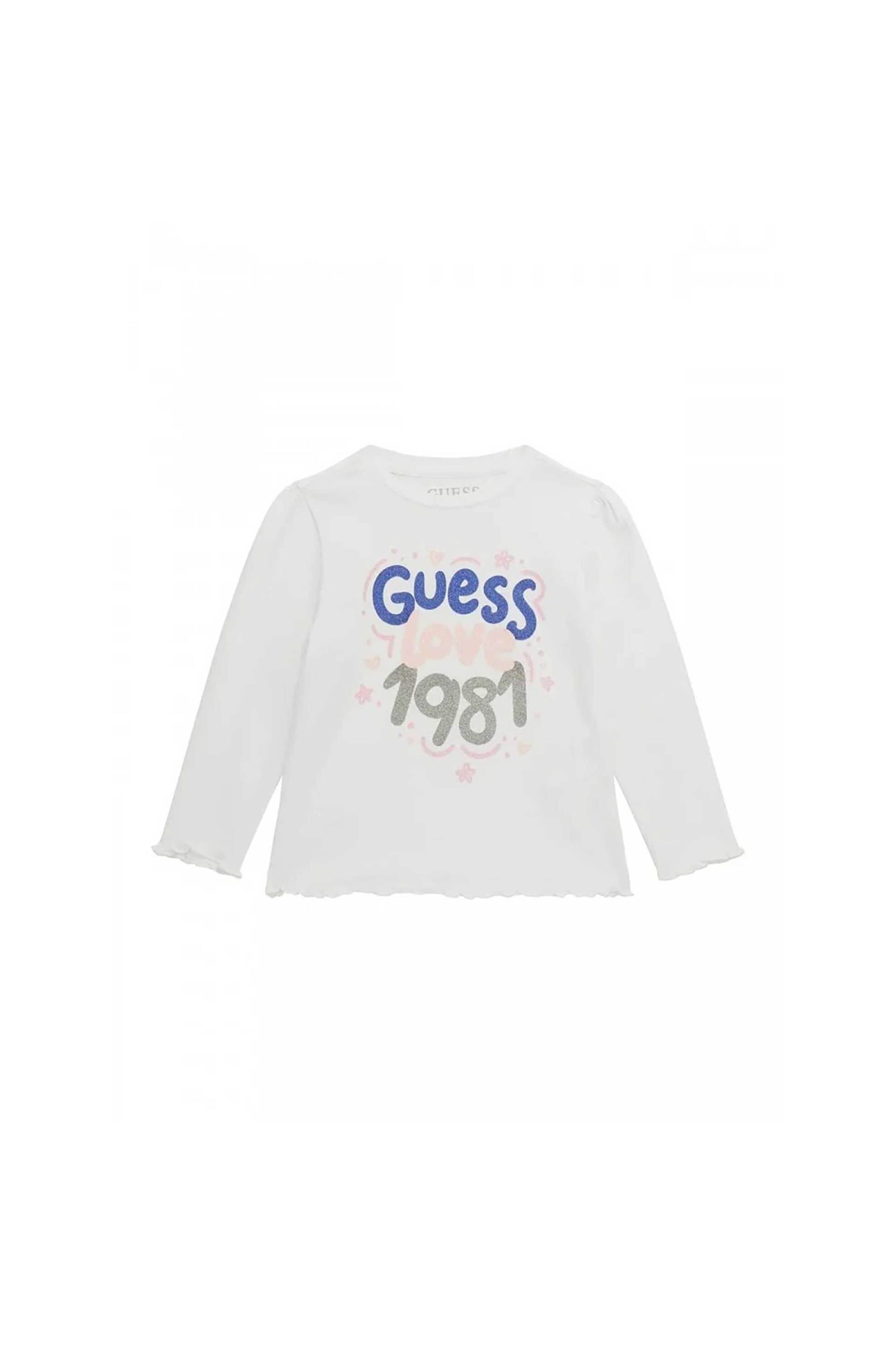 GUESS Guess παιδική μακρυμάνικη μπλούζα με letter logo print - K4YI16K6YW4 Λευκό