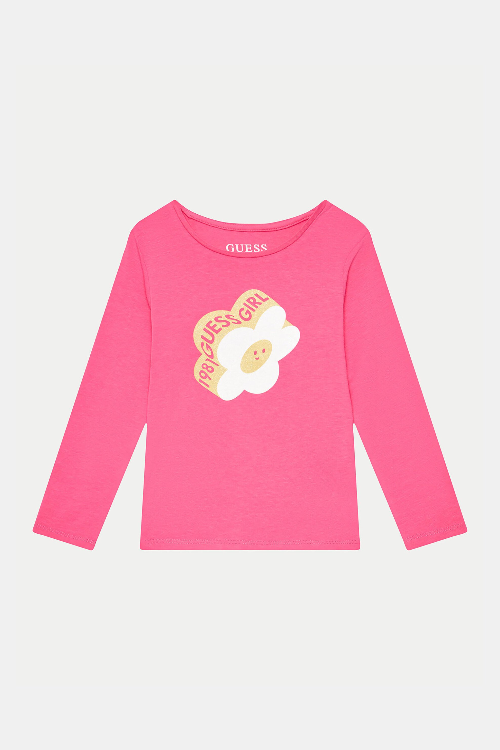 GUESS Guess παιδική μπλούζα βαμβακερή με floral print - K4YI02K6YW4 Φούξια