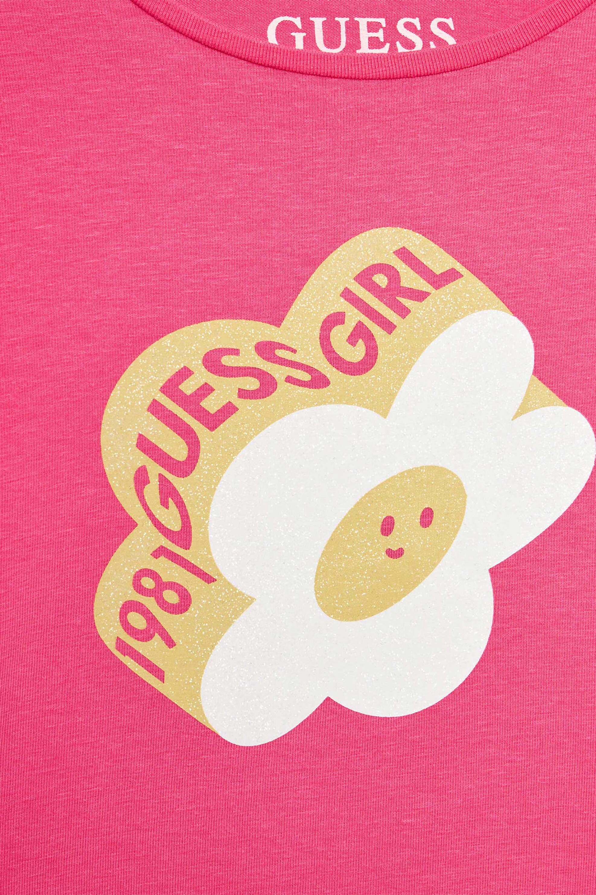 Guess παιδική μπλούζα βαμβακερή με floral print - K4YI02K6YW4 Φούξια φωτογραφία