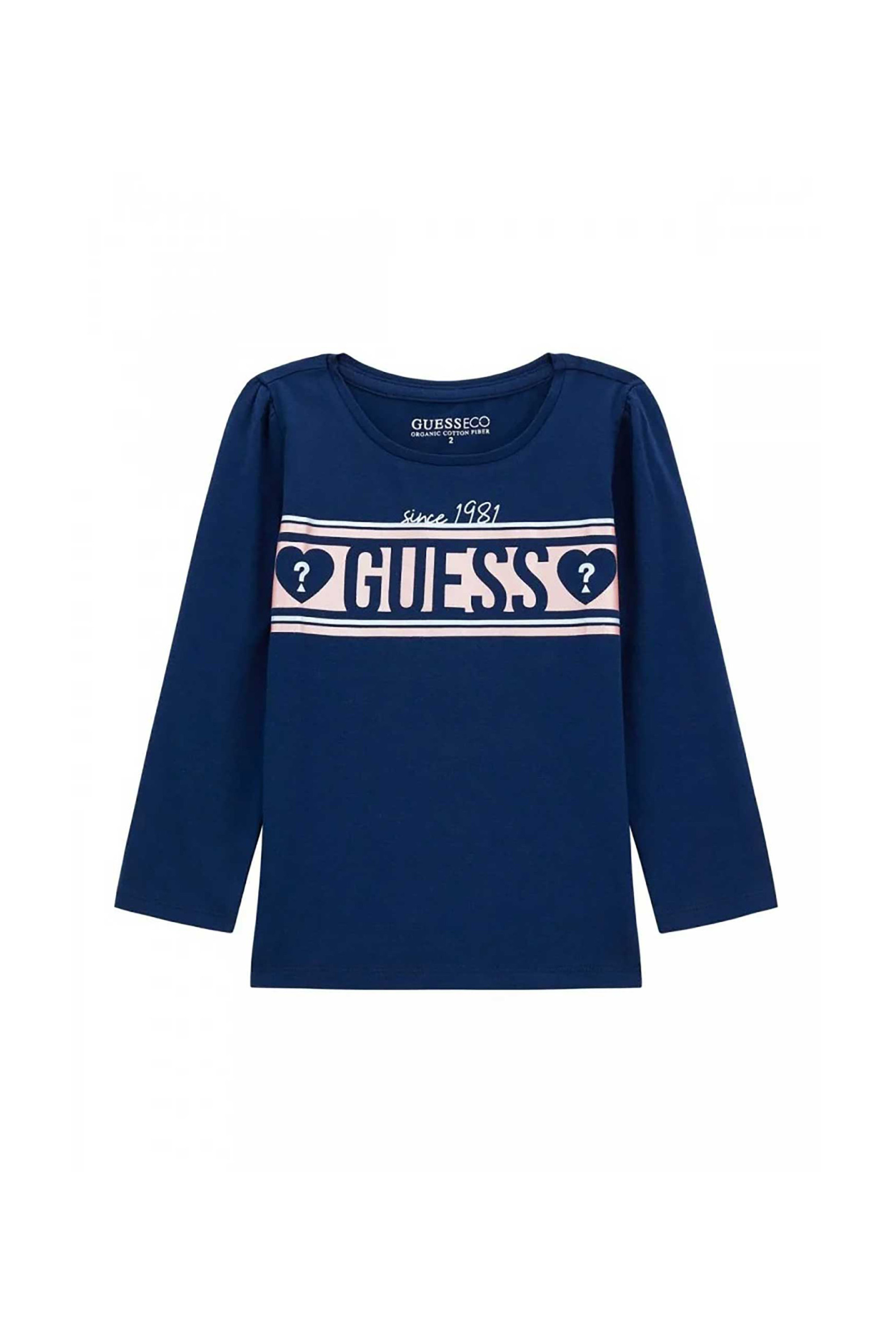 Guess παιδική μπλούζα βαμβακερή με logo print - K4YI25K6YW4 Σκούρο Μπλε