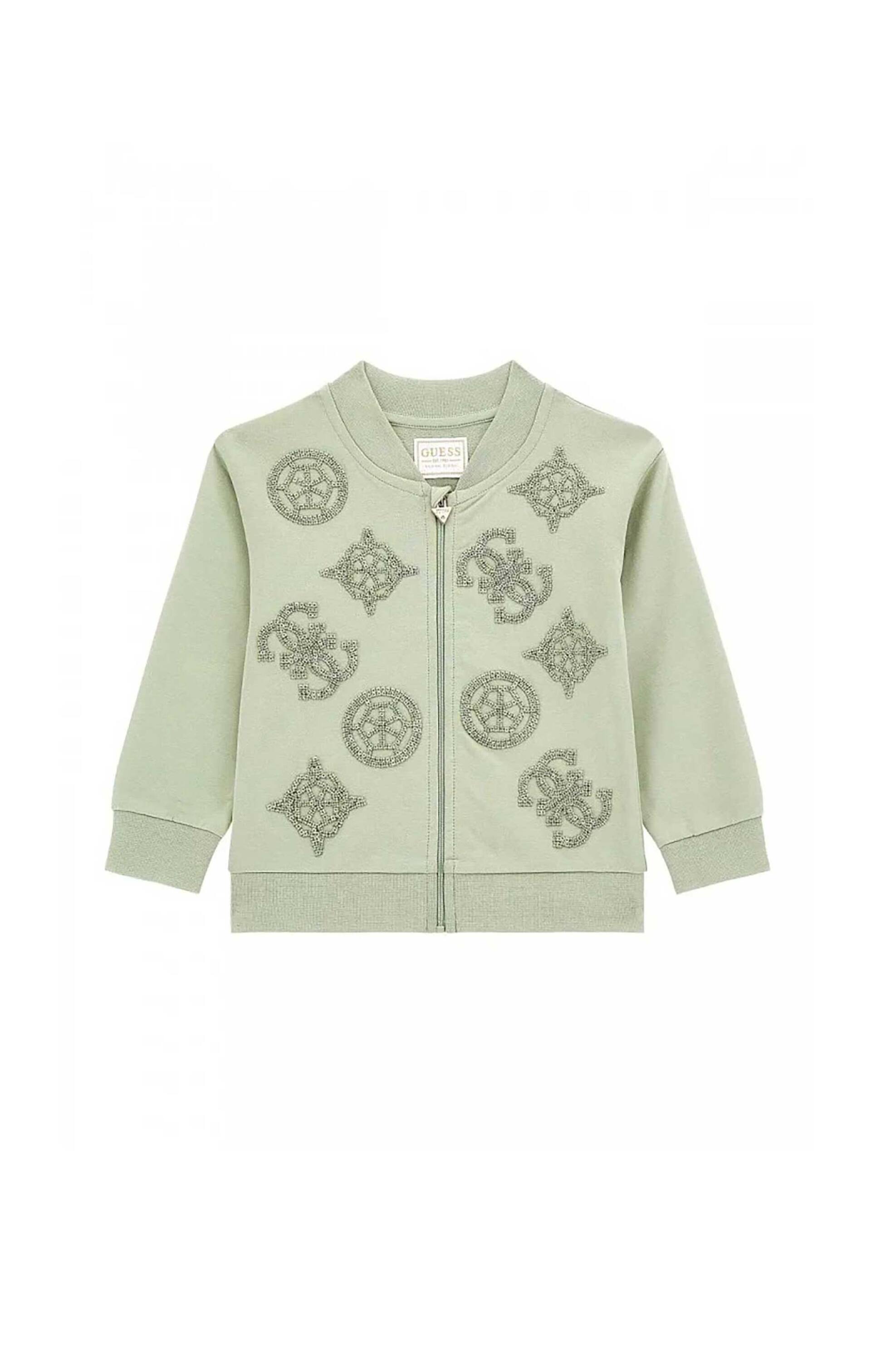 Guess παιδική ζακέτα φούτερ με κεντημένο logo print - K4YQ07KA6V4 Βεραμάν