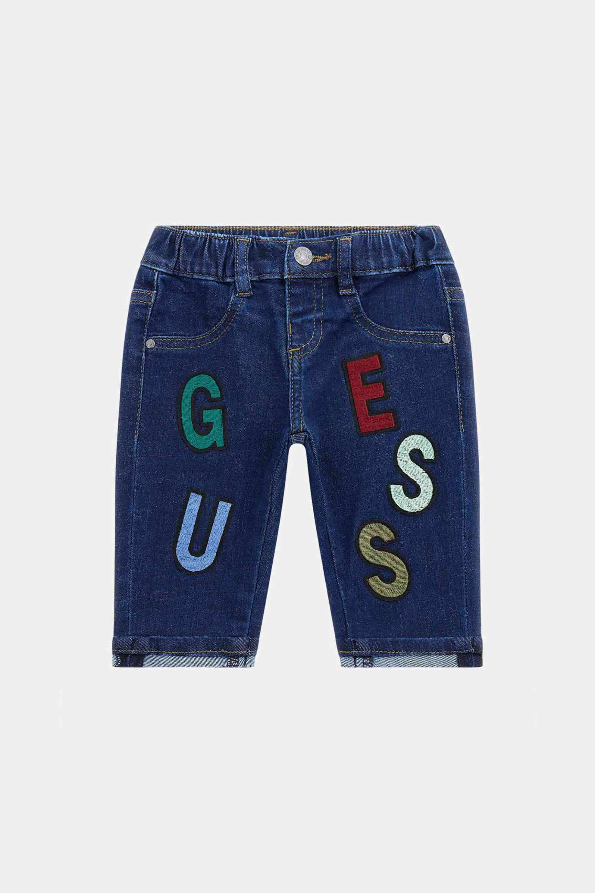 GUESS Guess παιδικό τζιν παντελόνι με κεντημένα patches και λογότυπο - N4YA03D4CA0 Denim Blue