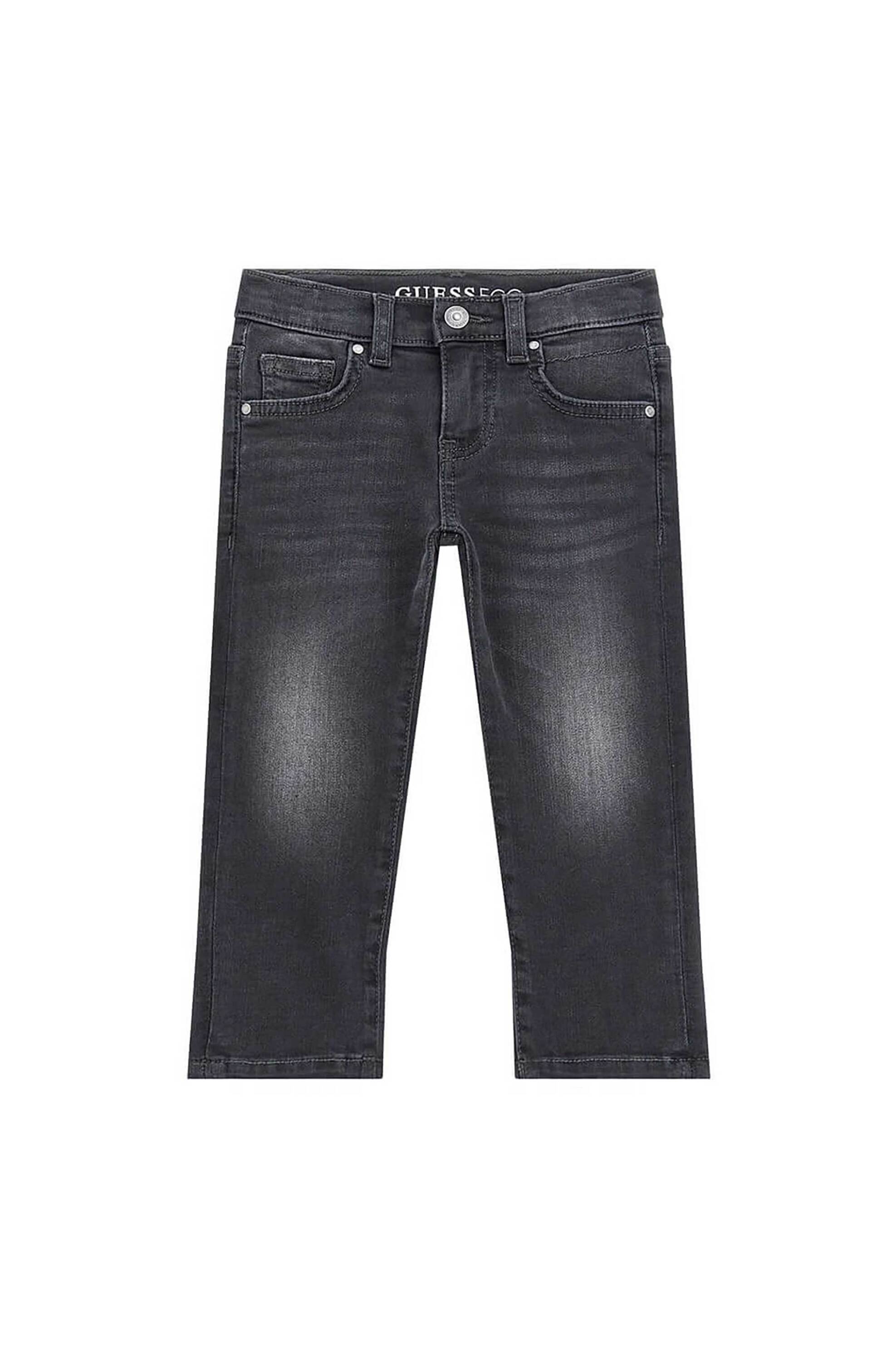 Guess παιδικό τζιν παντελόνι πεντάτσεπο με λογότυπο Slim fit - N4YA07D4KC0 Μαύρο