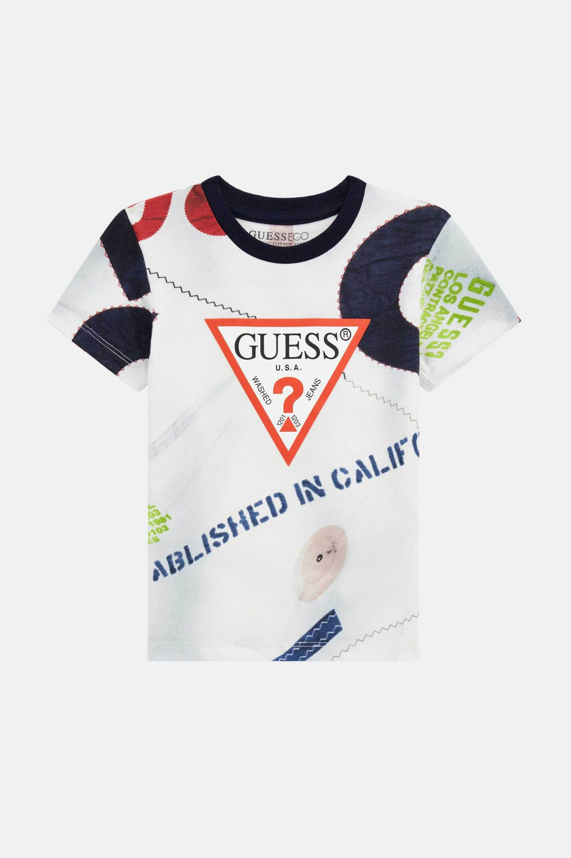Guess παιδικό T-shirt με all-over print και σταμπωτό λογότυπο Regular Fit - N5RI14K8HM4 Πράσινο